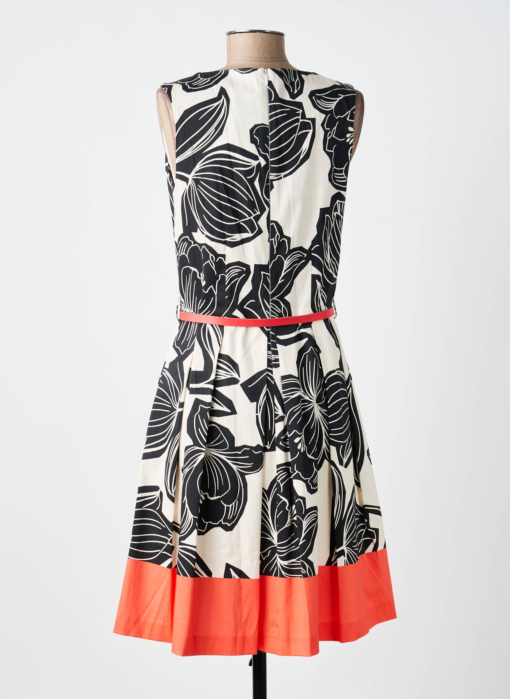 Robe mi-longue imprimé fleurs sans manche noir PAUL BRIAL femme