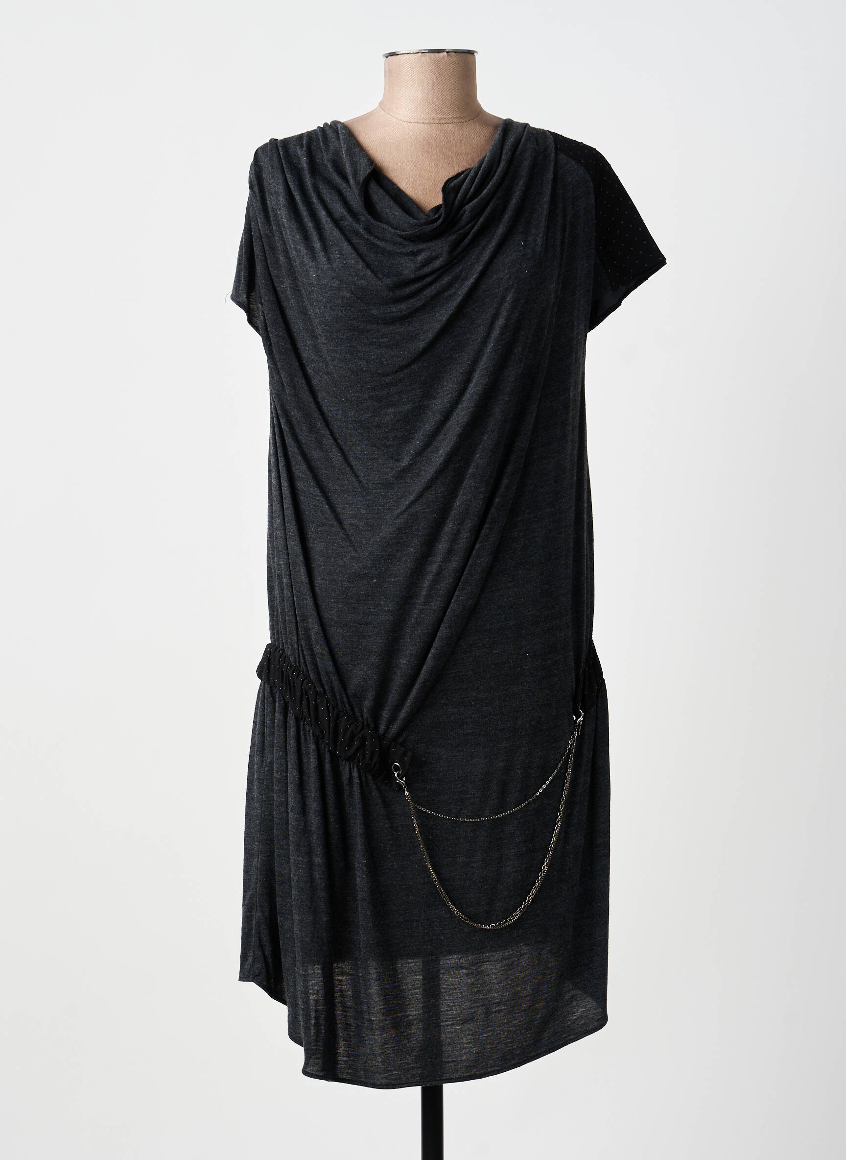 Robe courte manches courtes manches courtes gris AKELA KEY femme