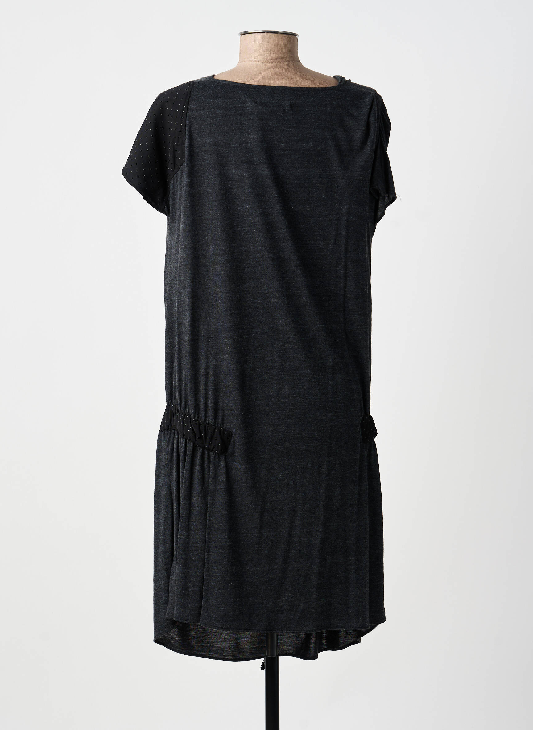 Robe courte manches courtes manches courtes gris AKELA KEY femme
