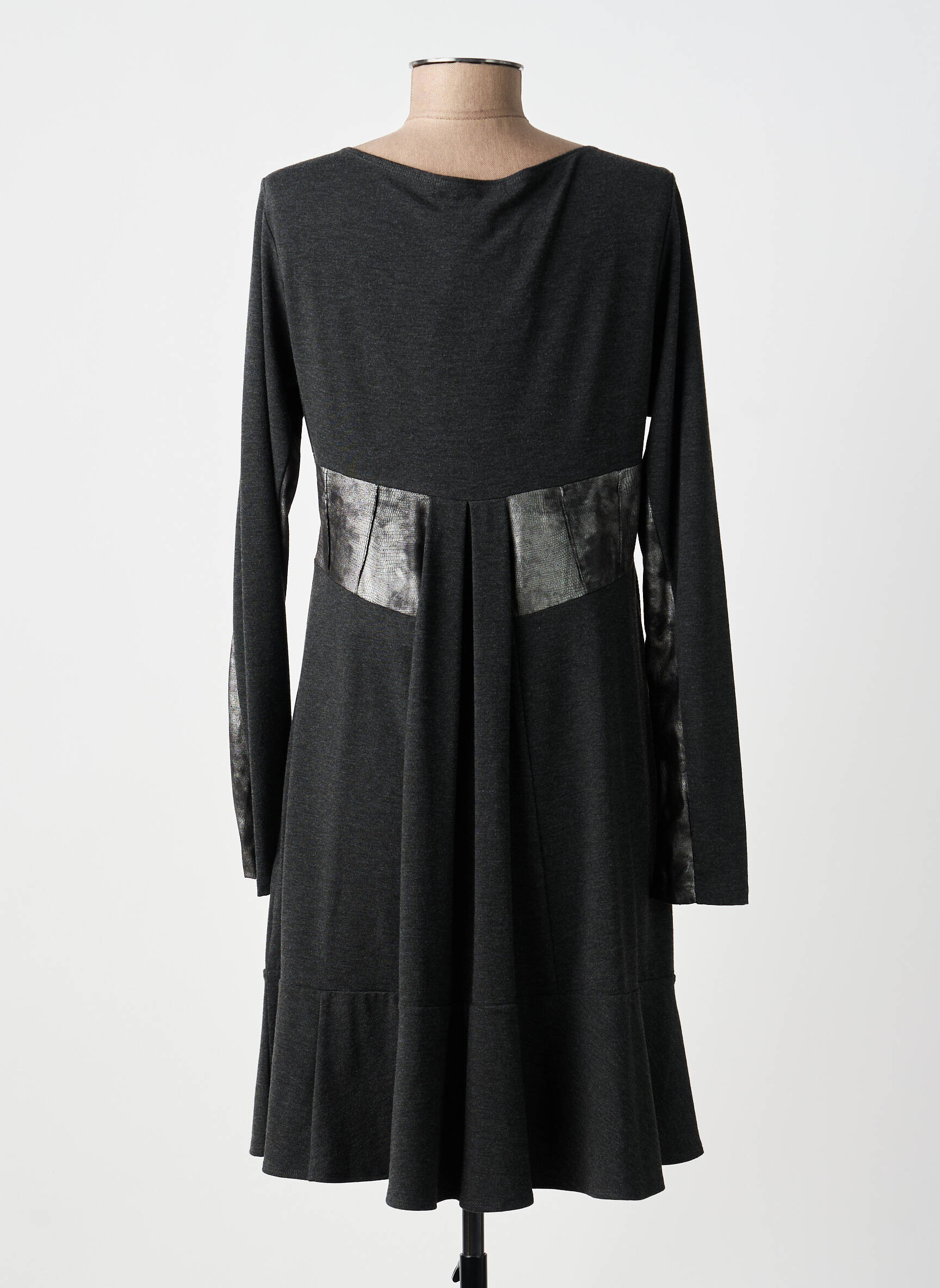 Robe mi-longue manches longues manches longues gris LAUREN VIDAL femme