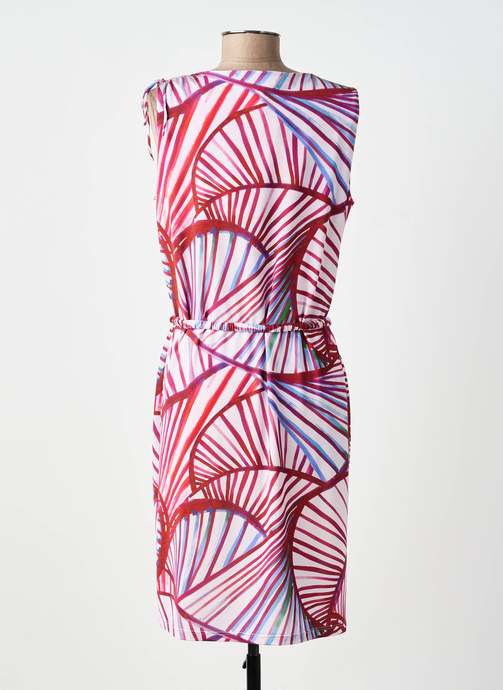 Robe mi-longue sans manche sans manche rose ANDAMIO femme