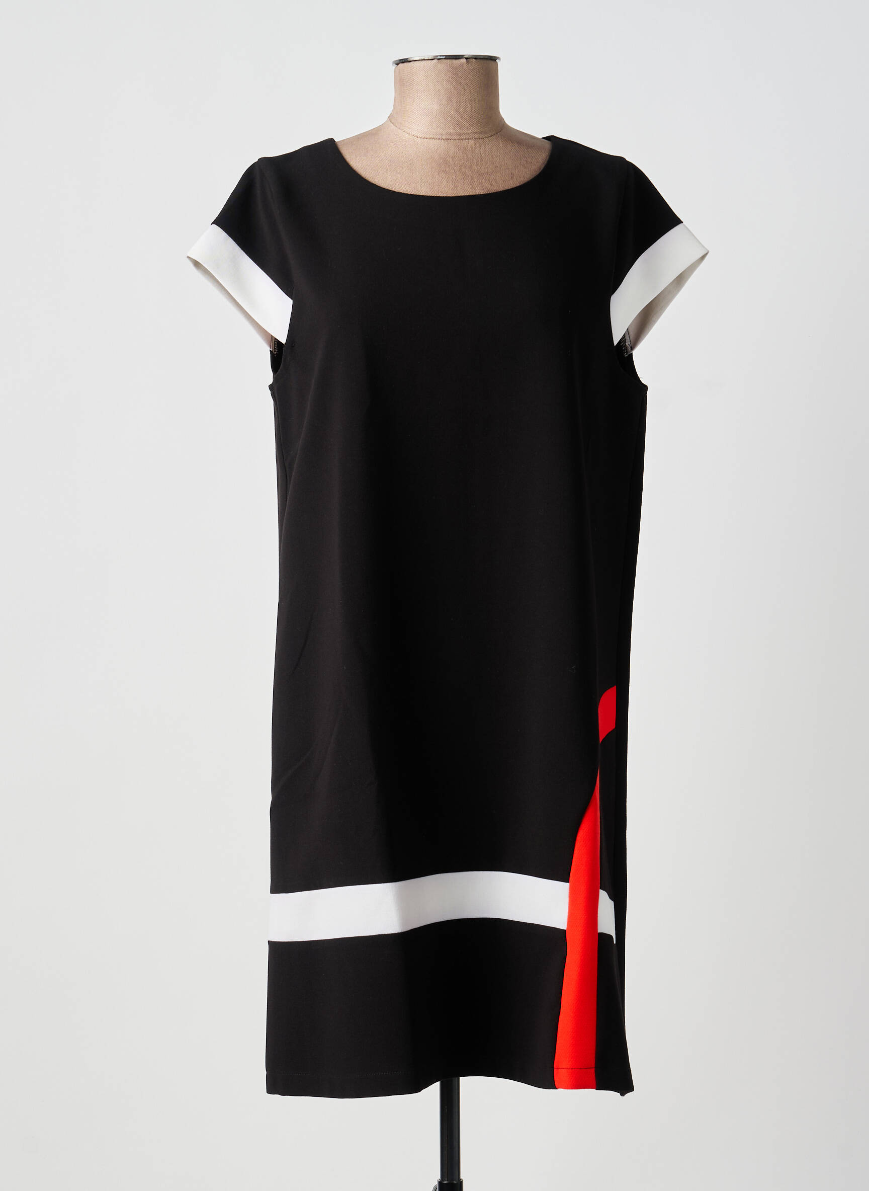 Robe courte manches courtes manches courtes noir DOUBLE JEU femme