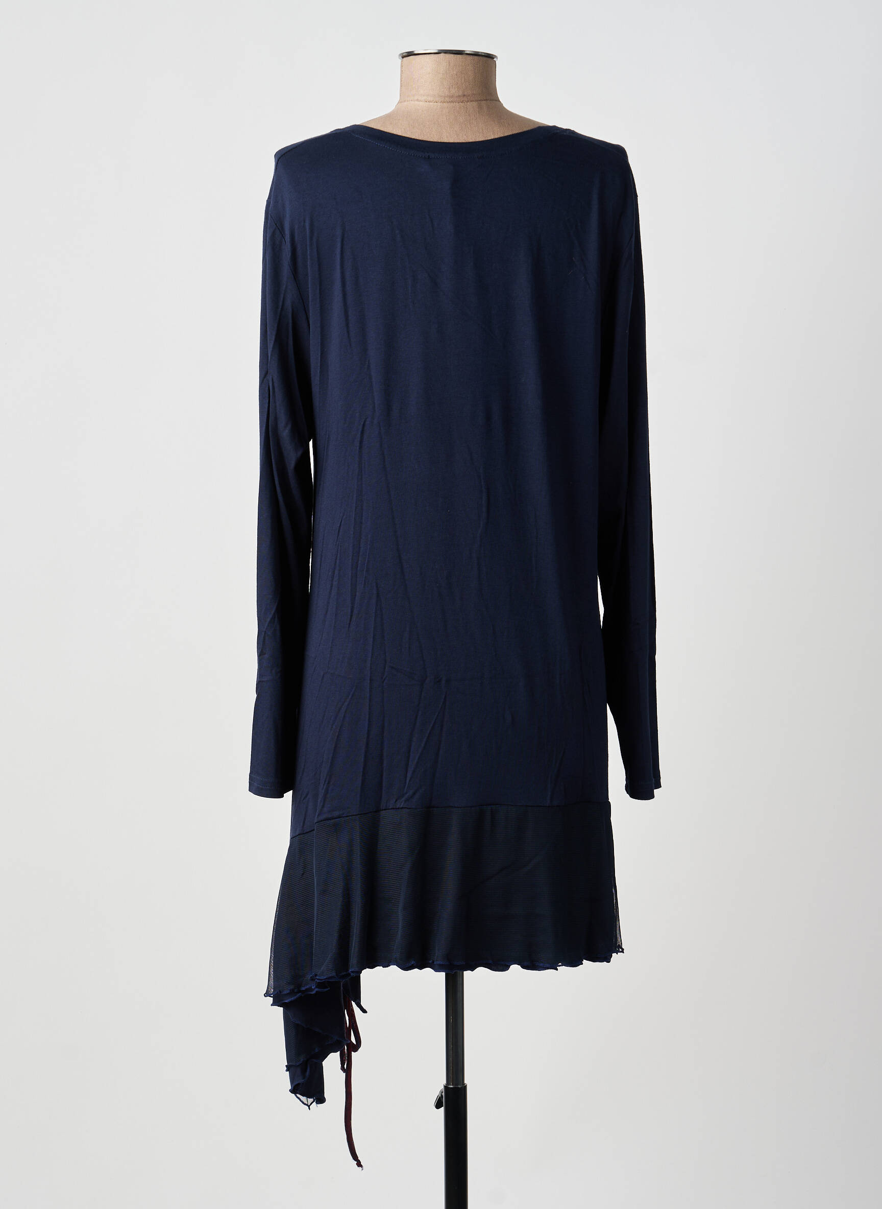 Robe mi-longue manches longues manches longues bleu DOUBLE JEU femme