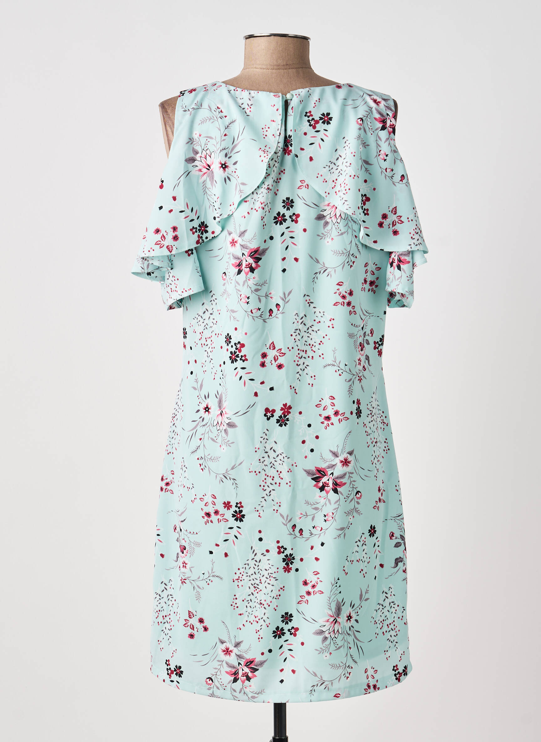 Robe courte imprimé fleurs manches courtes bleu MOKA'S femme