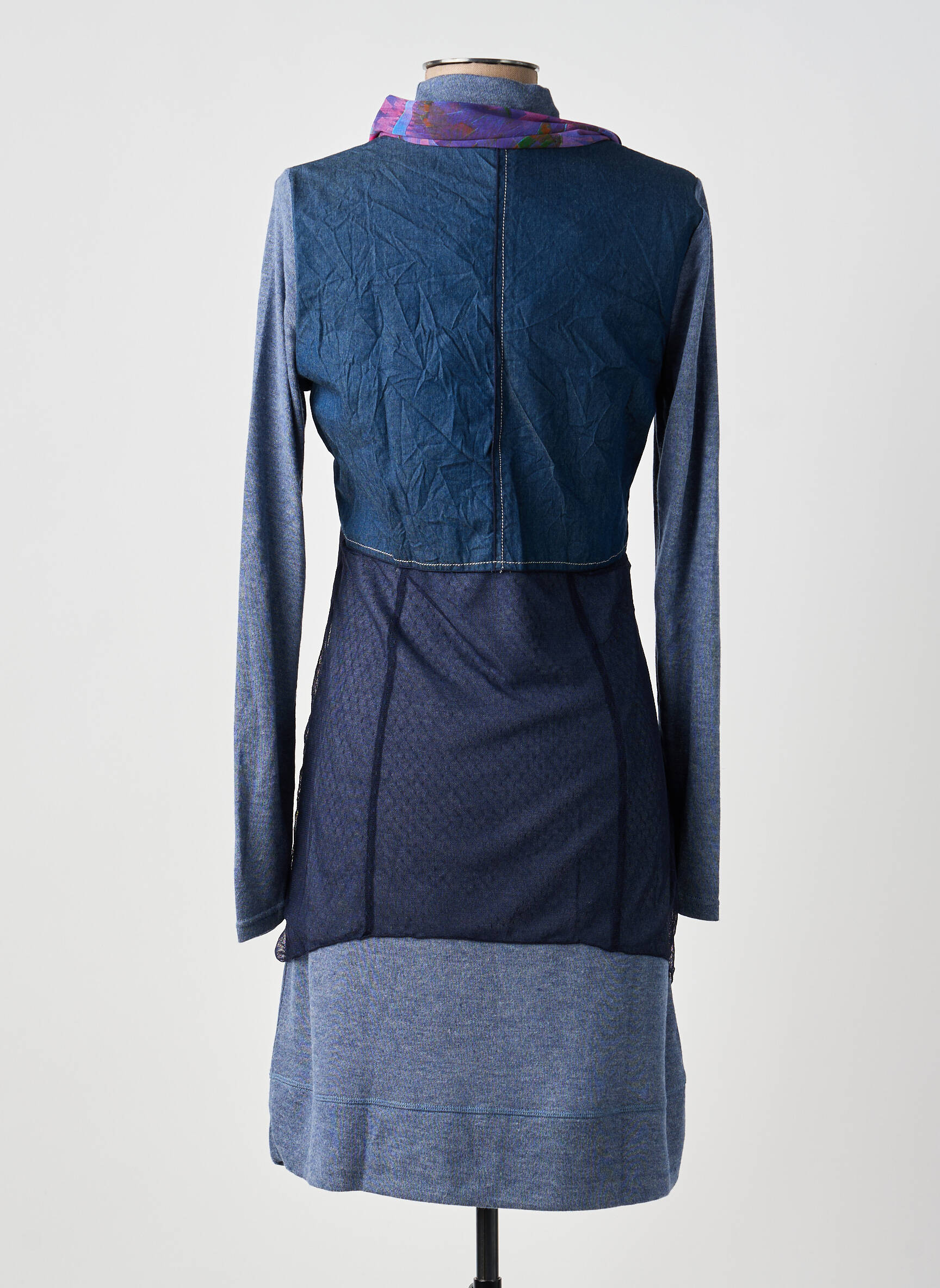 Robe mi-longue manches longues manches longues bleu ALICE ET BARNABE femme