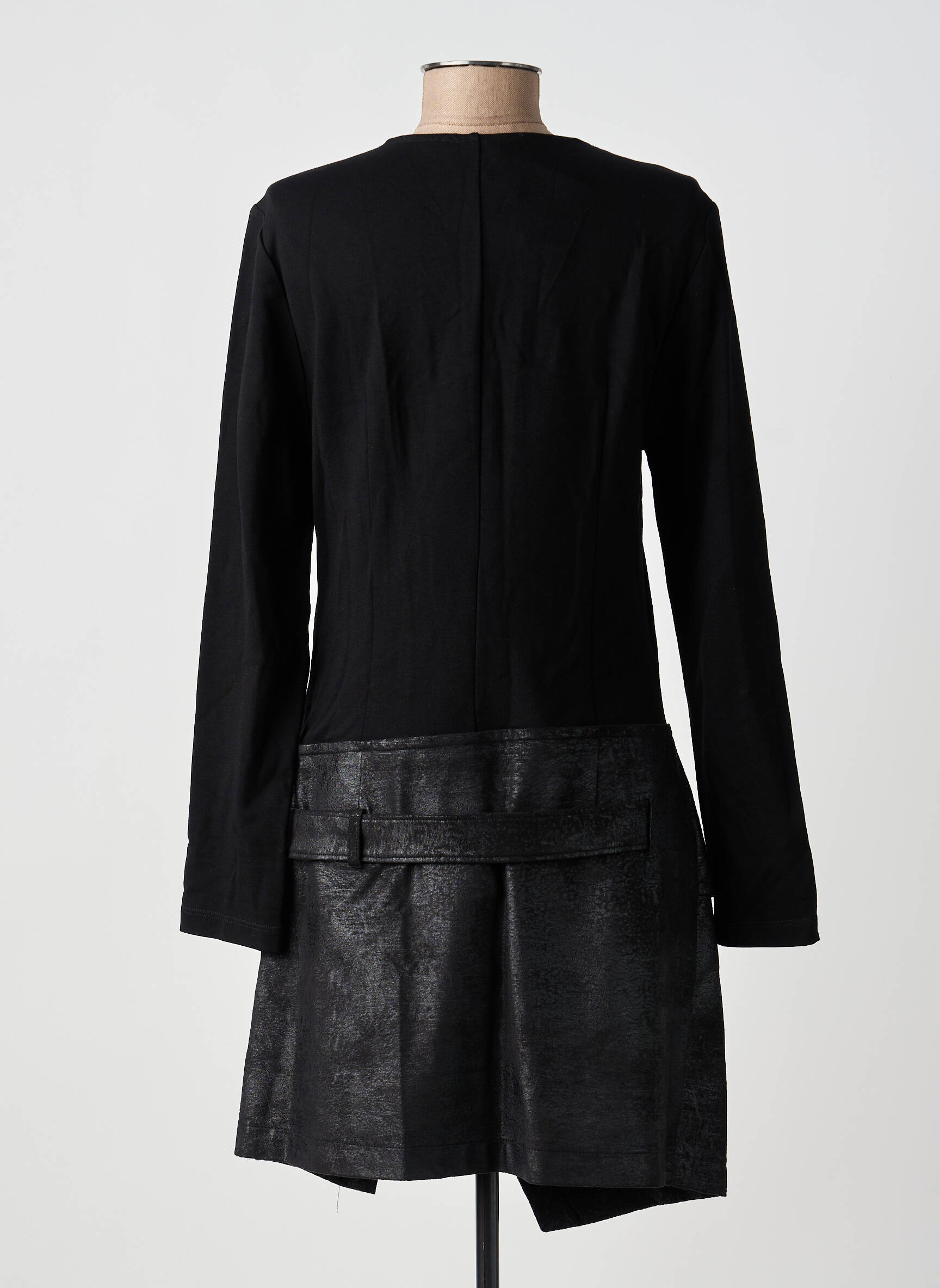 Robe courte manches longues manches longues noir LAUREN VIDAL femme