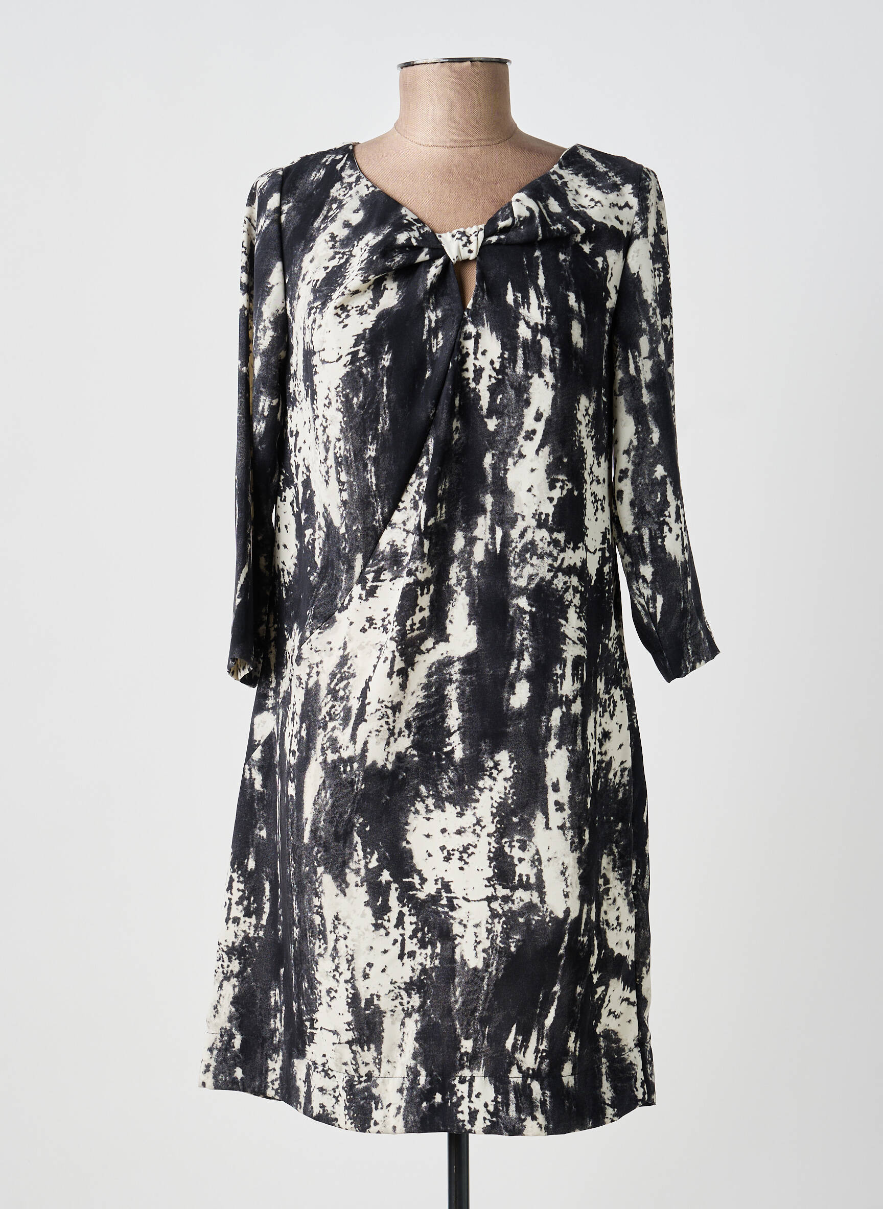 Robe courte manches 3/4 manches 3/4 noir SUN LIGHT femme