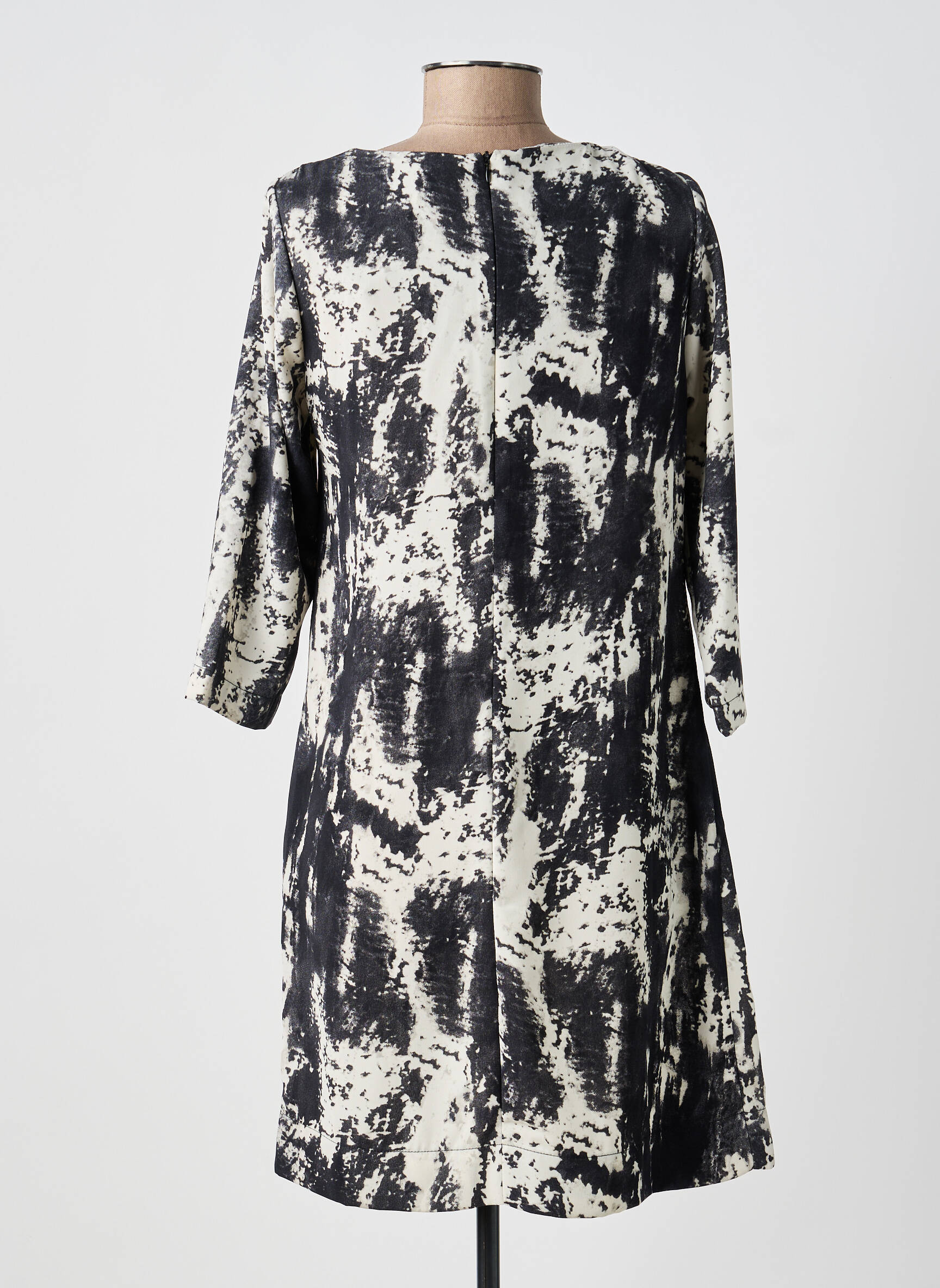 Robe courte manches 3/4 manches 3/4 noir SUN LIGHT femme