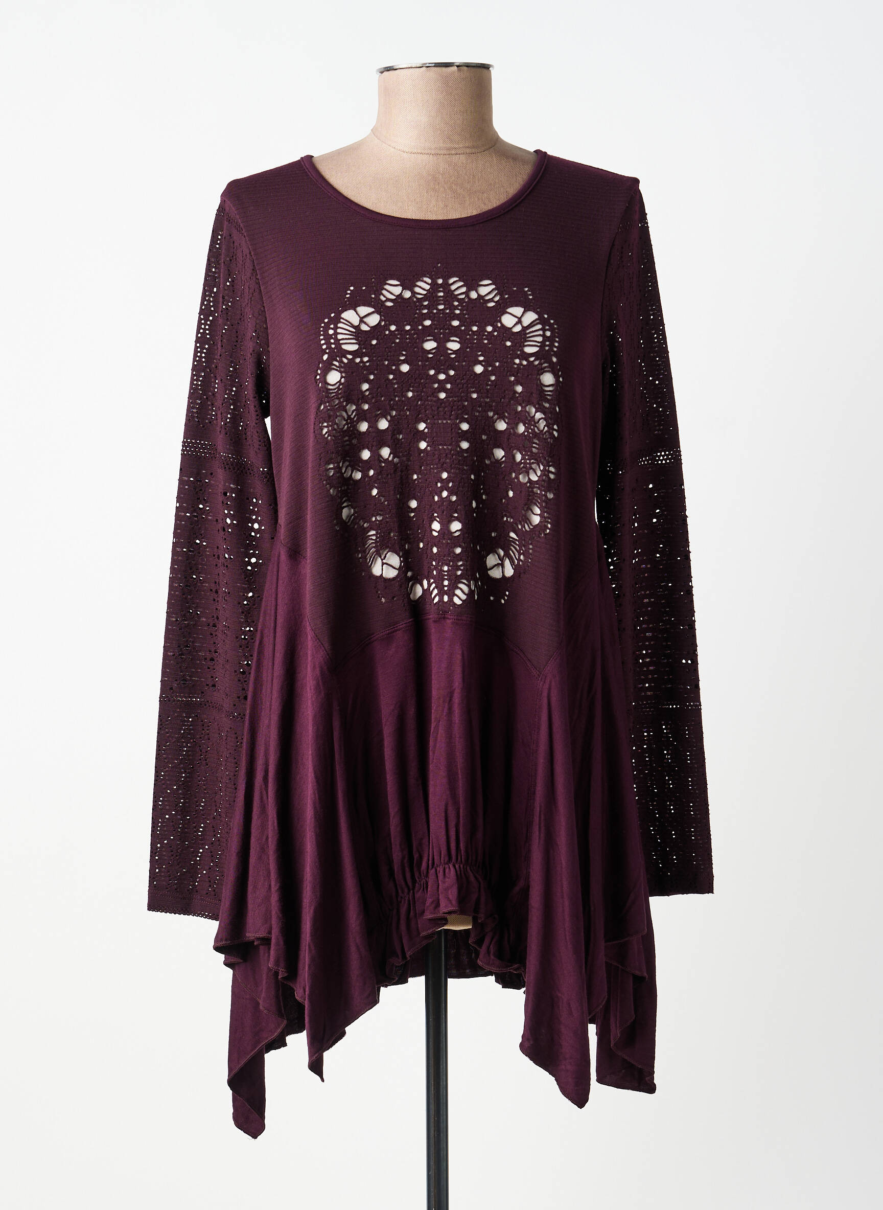 Tunique manches longues col rond violet SUN LIGHT femme