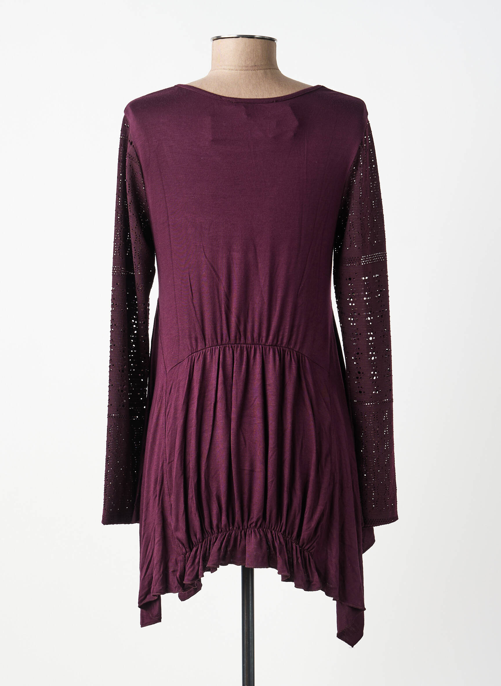 Tunique manches longues col rond violet SUN LIGHT femme