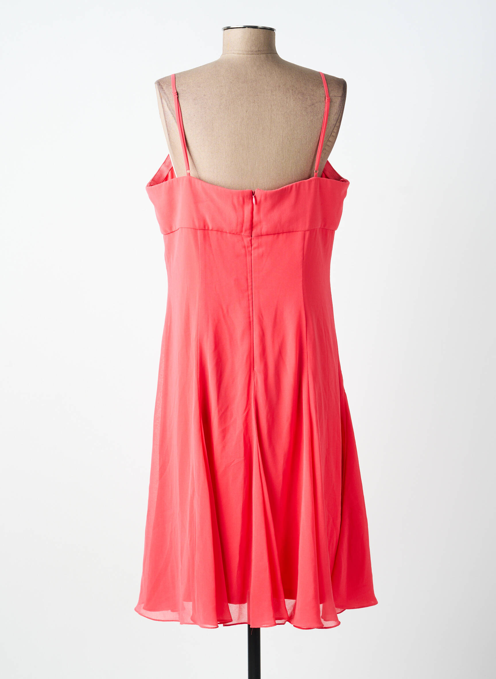 Robe mi-longue tissage crêpe fines bretelles orange PAUL BRIAL femme