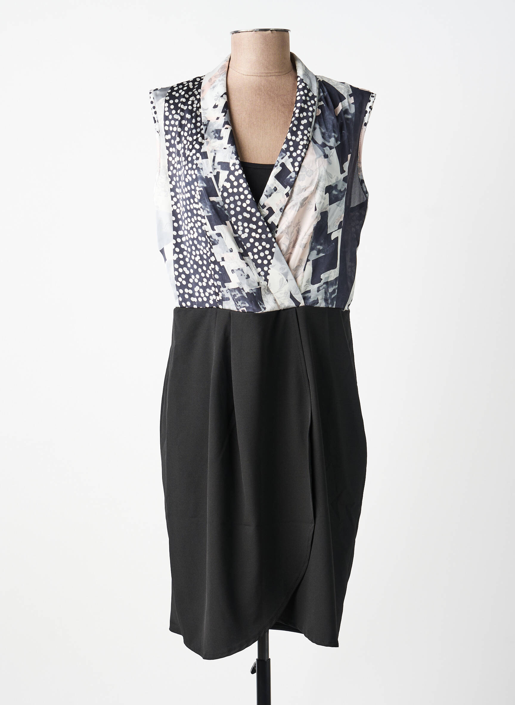 Robe mi-longue sans manche sans manche noir POUSSIERE D'ETOLE femme