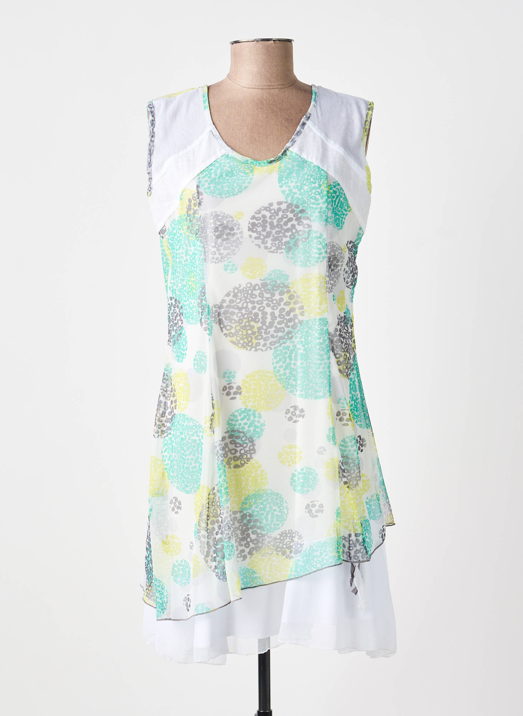 Robe courte sans manche sans manche blanc DOUBLE JEU femme