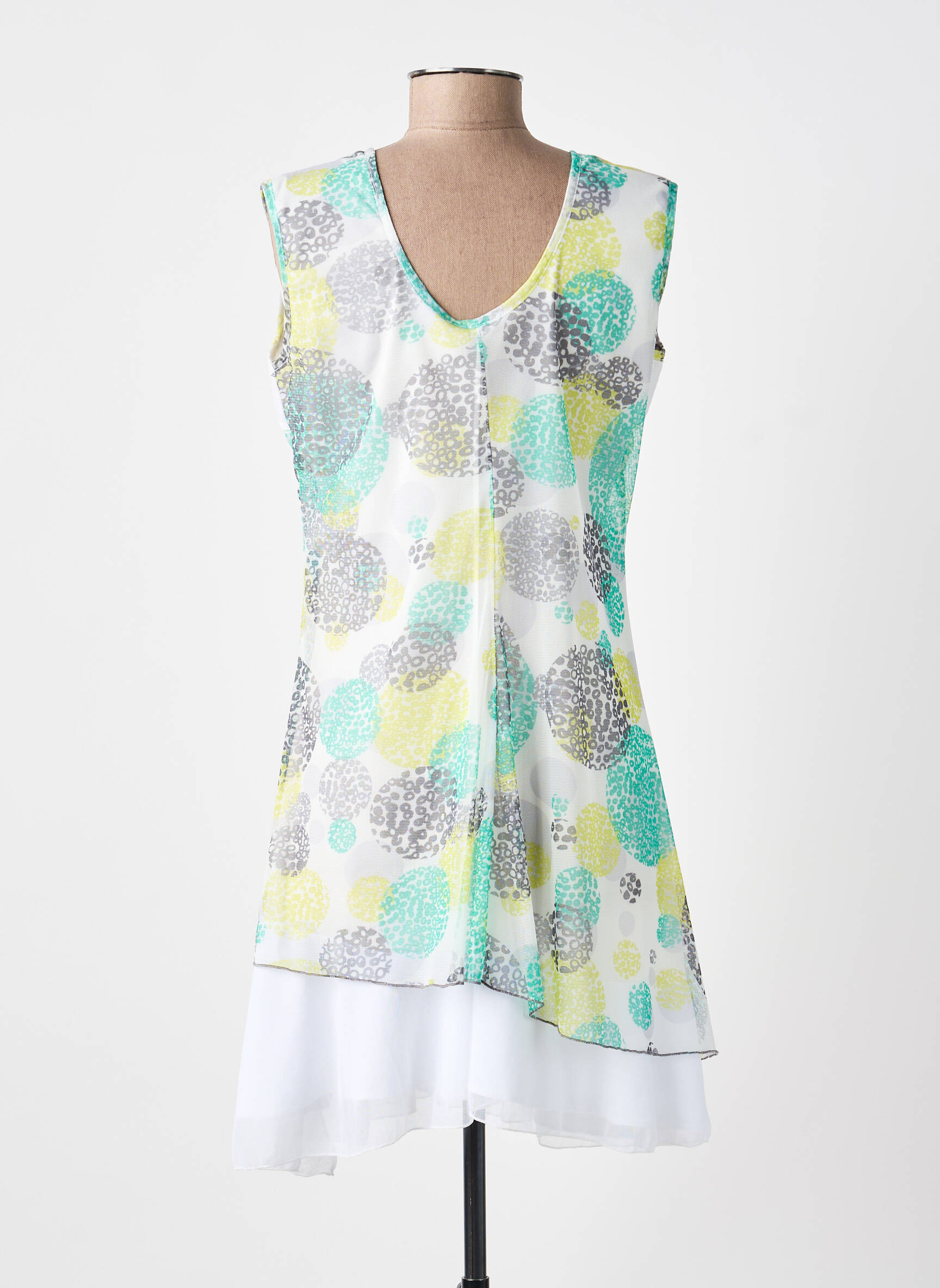 Robe courte sans manche sans manche blanc DOUBLE JEU femme