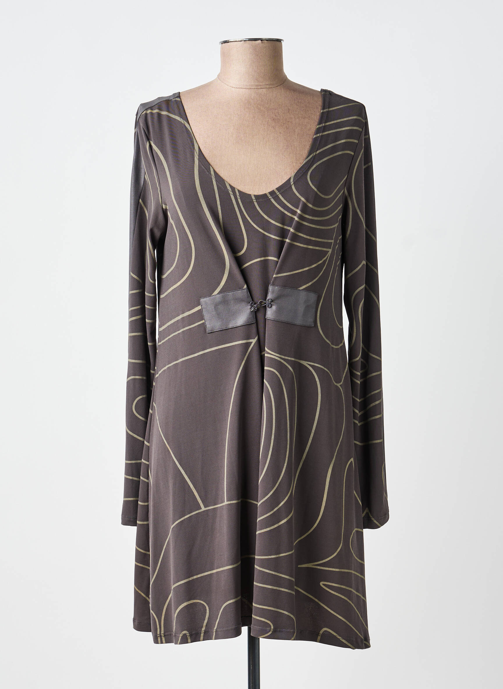Robe courte manches longues manches longues gris LAUREN VIDAL femme