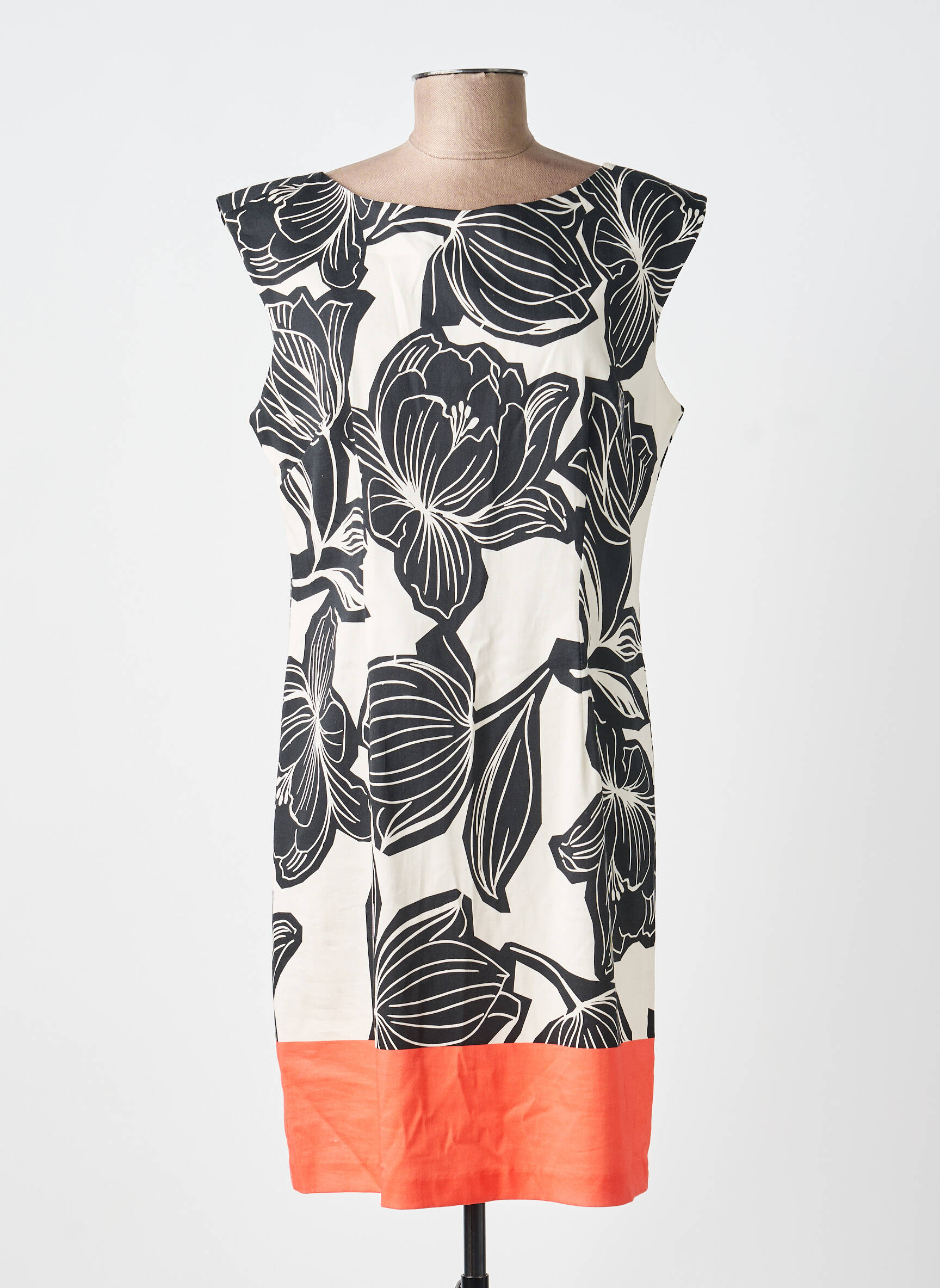Robe courte imprimé fleurs manches courtes noir PAUL BRIAL femme