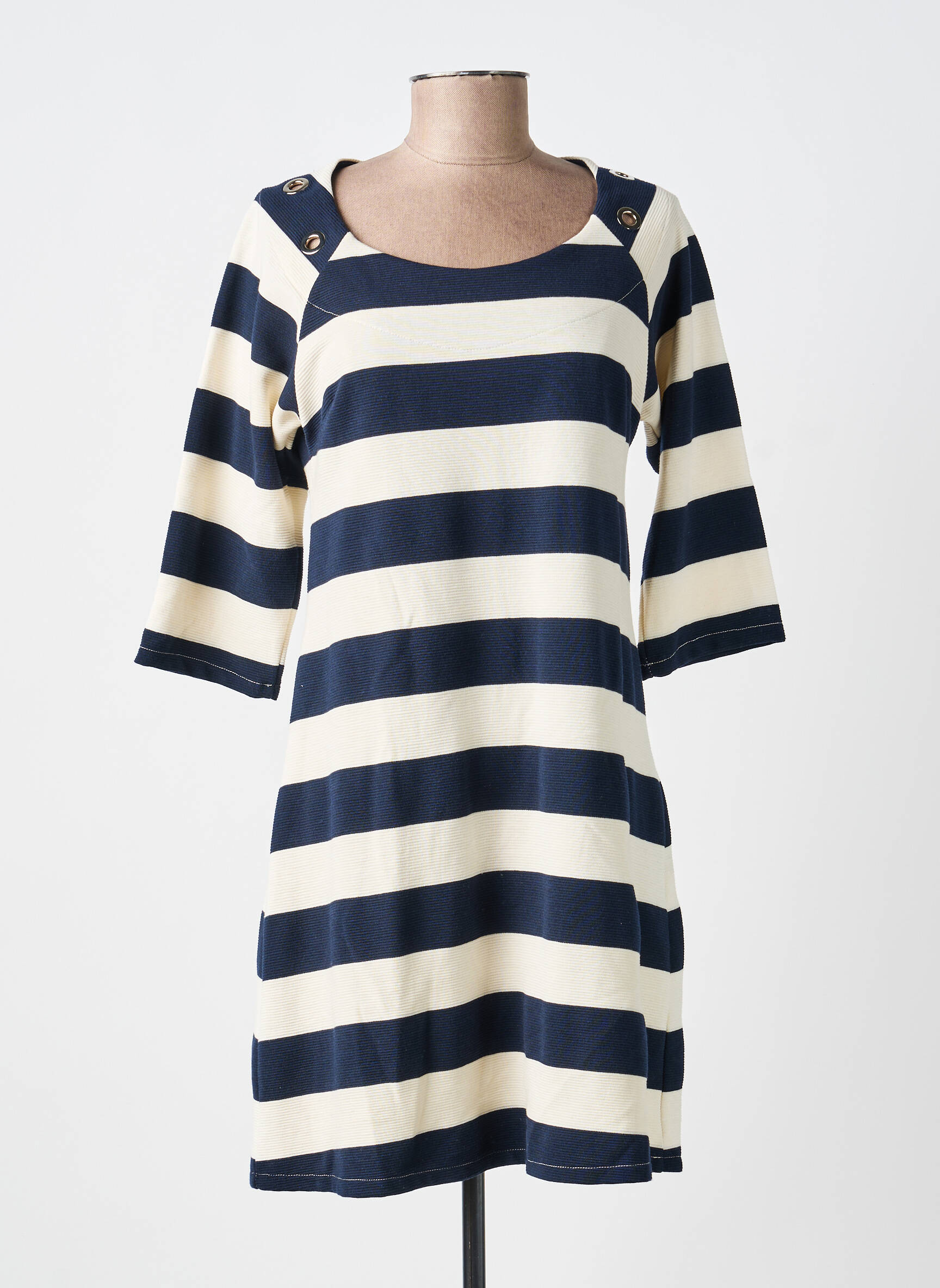 Robe courte manches 3/4 manches 3/4 bleu POUSSIERE D'ETOLE femme