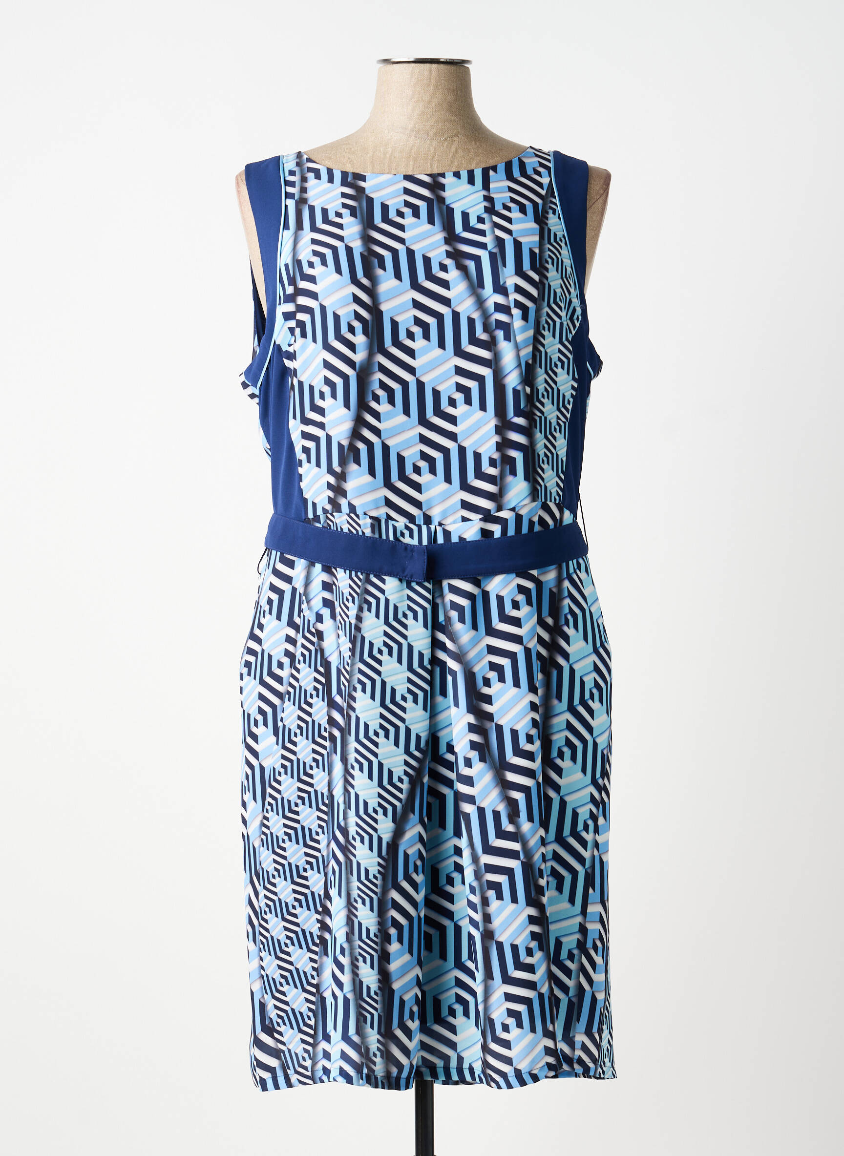 Robe mi-longue sans manche sans manche bleu ANDAMIO femme