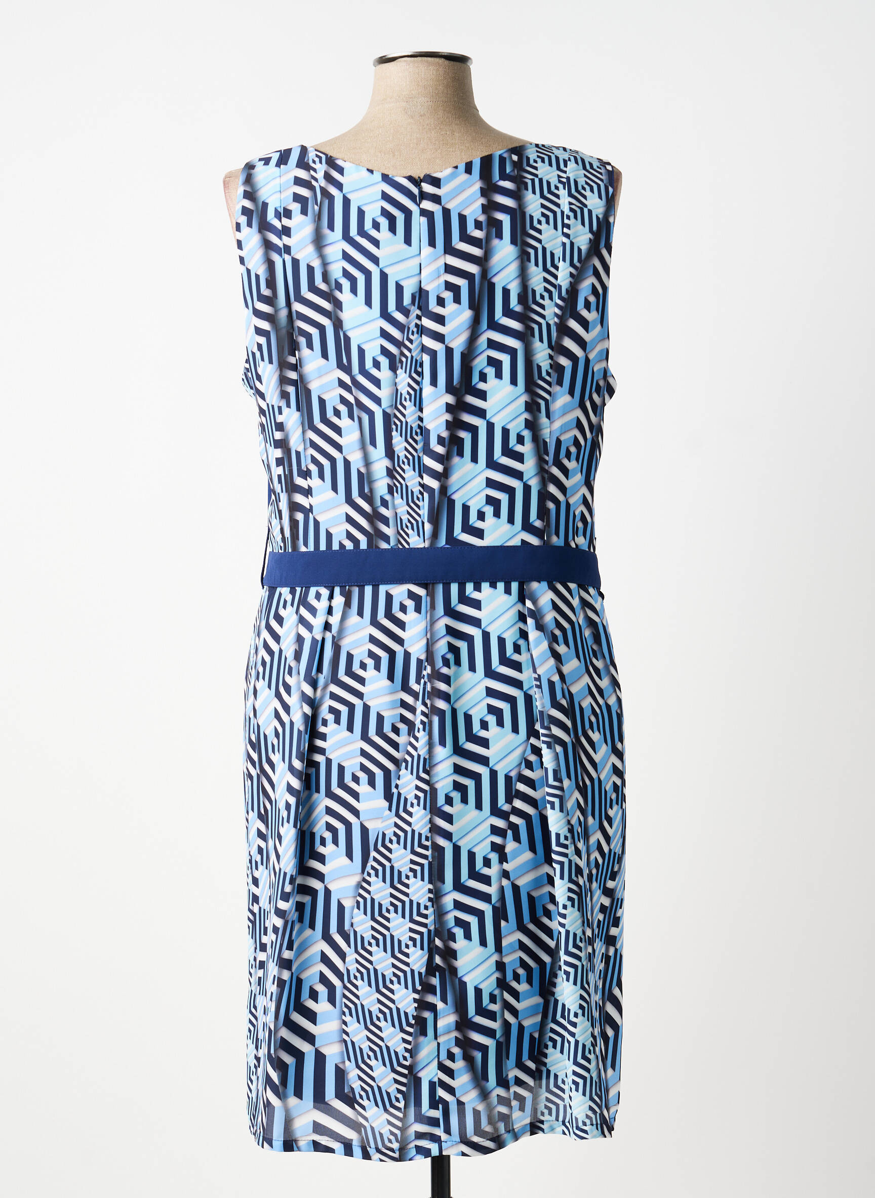 Robe mi-longue sans manche sans manche bleu ANDAMIO femme