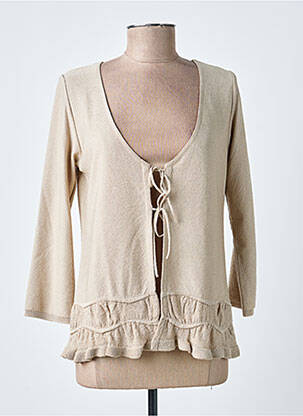 Gilet manches longues col rond beige TELMAIL femme