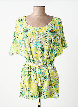 Tunique manches courtes tissage crêpe vert ANDAMIO femme