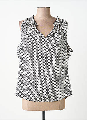 Top imprimé fantaisie sans manche noir LAUREN VIDAL femme