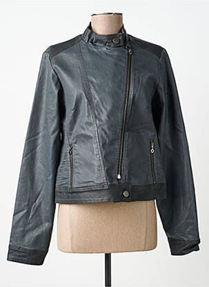 Veste simili cuir poches gris PAUL BRIAL femme