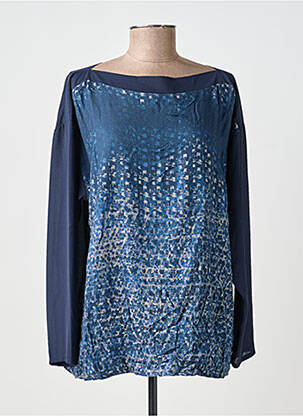 Blouse imprimé fantaisie manches longues bleu ANDAMIO femme