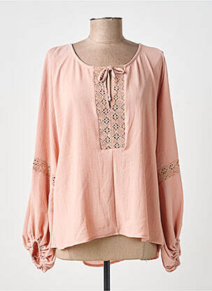 Blouse col rond manches longues rose DOUBLE JEU femme