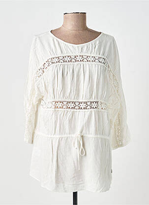 Blouse tissage popeline manches longues blanc FLEUR DE SEL femme