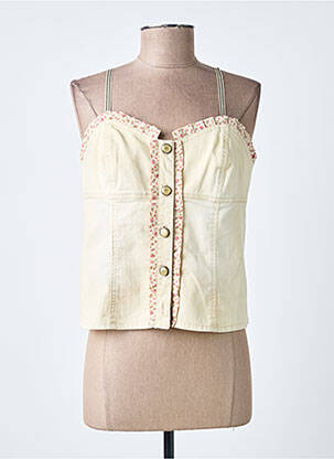 Top col carré fines bretelles beige PAUL BRIAL femme