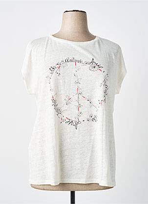 T-shirt imprimé fantaisie manches courtes blanc ANDAMIO femme