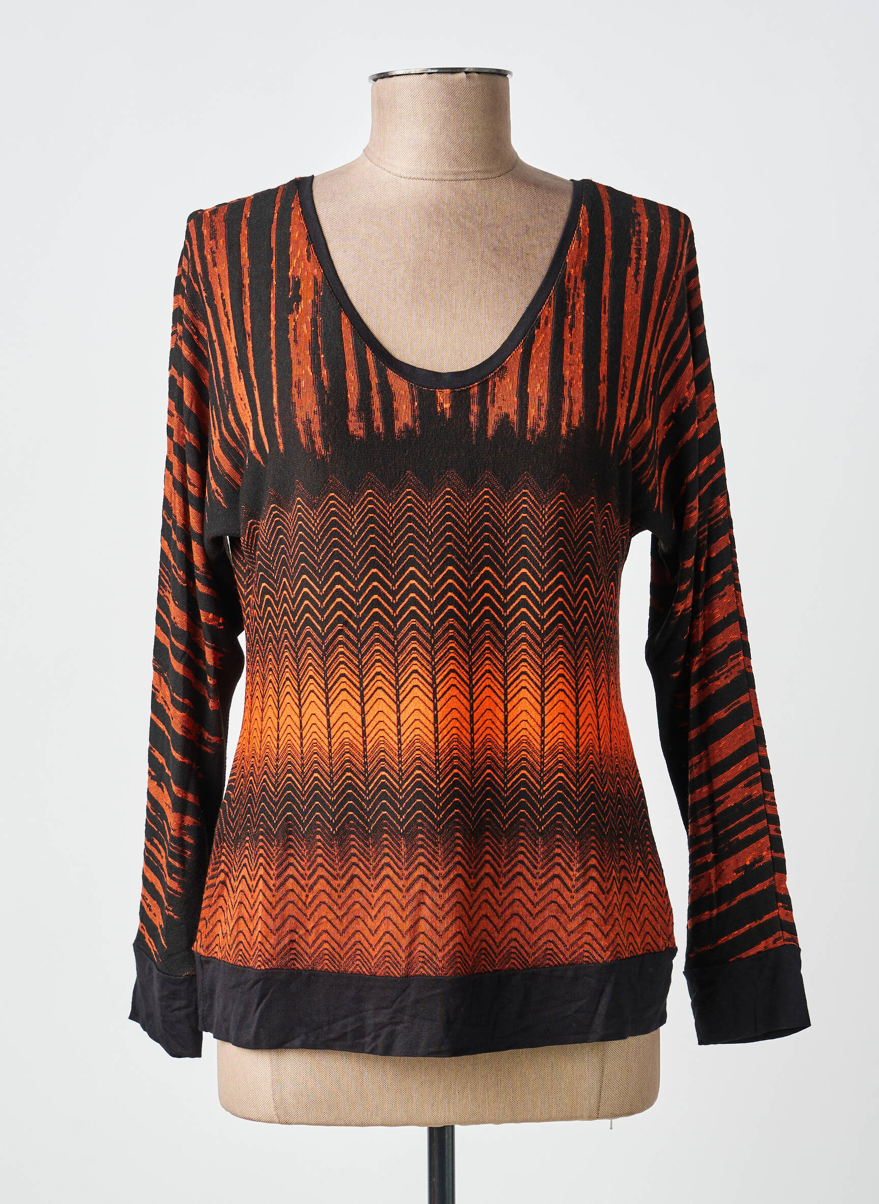 Top stretch manches longues orange VANGO femme