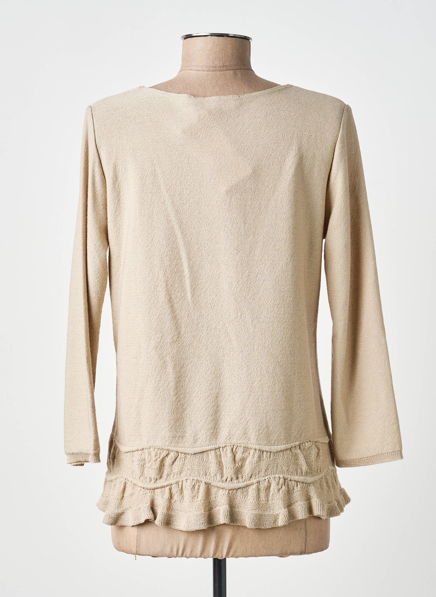 Gilet manches longues col rond beige TELMAIL femme