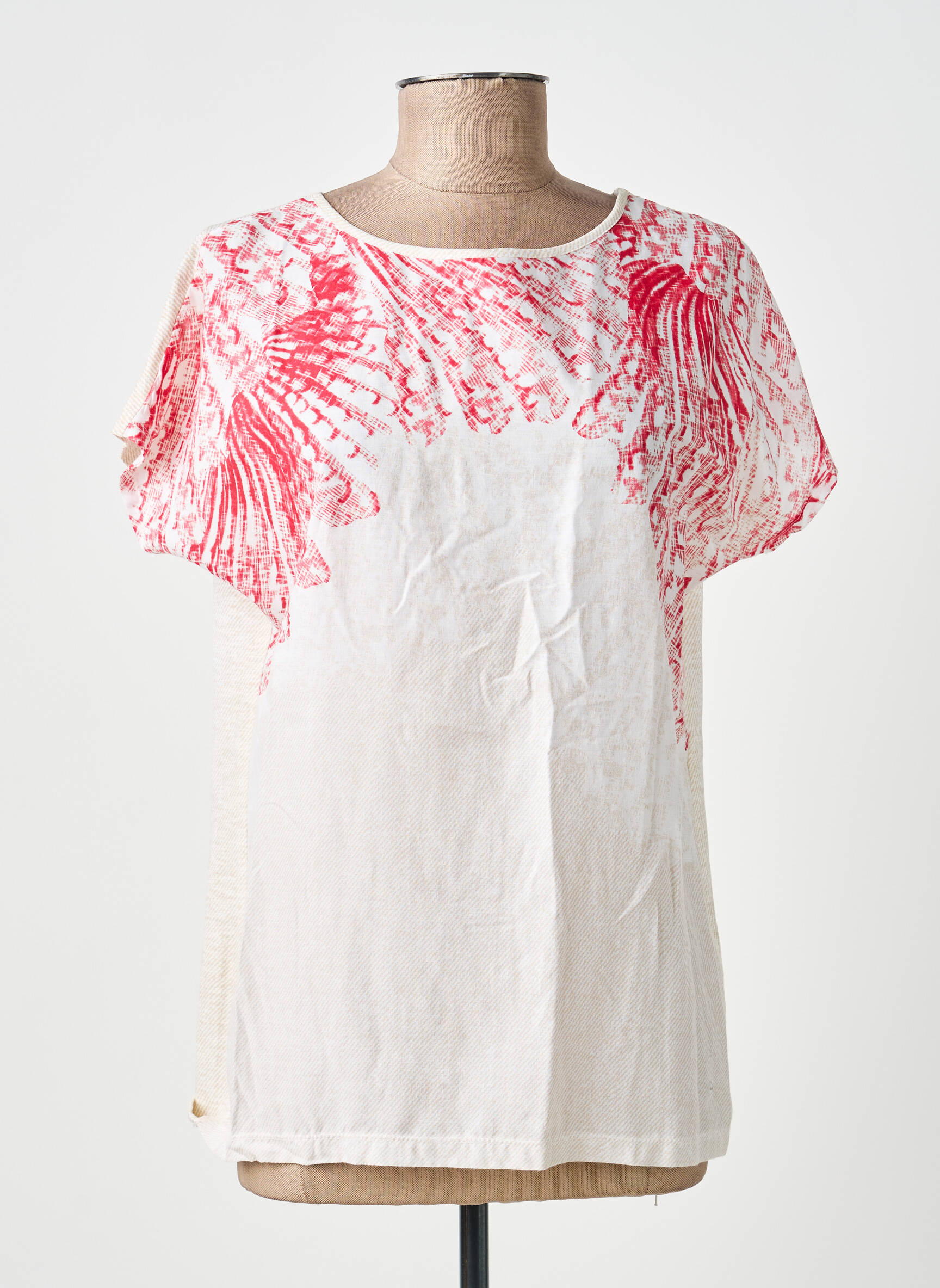 Top imprimé fantaisie manches courtes rose OLSEN femme