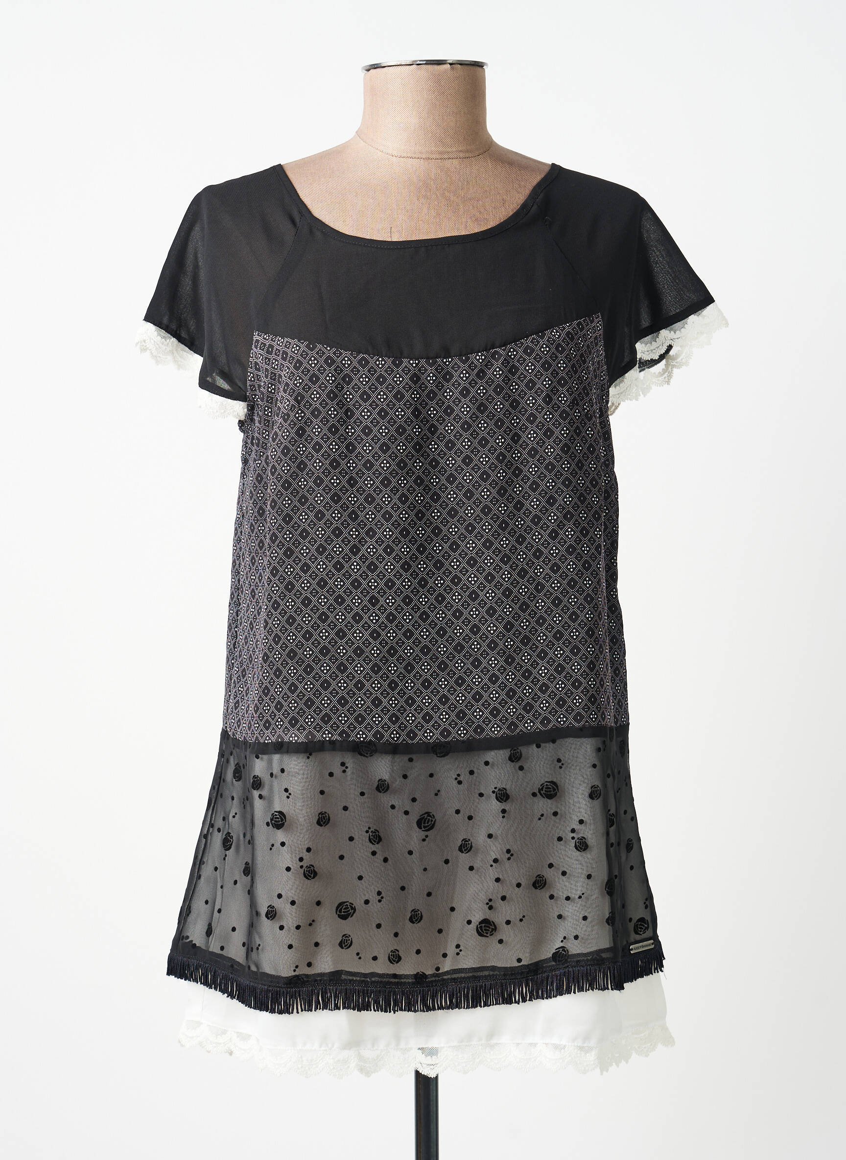 Top coupe fluide manches courtes noir ALICE ET BARNABE femme