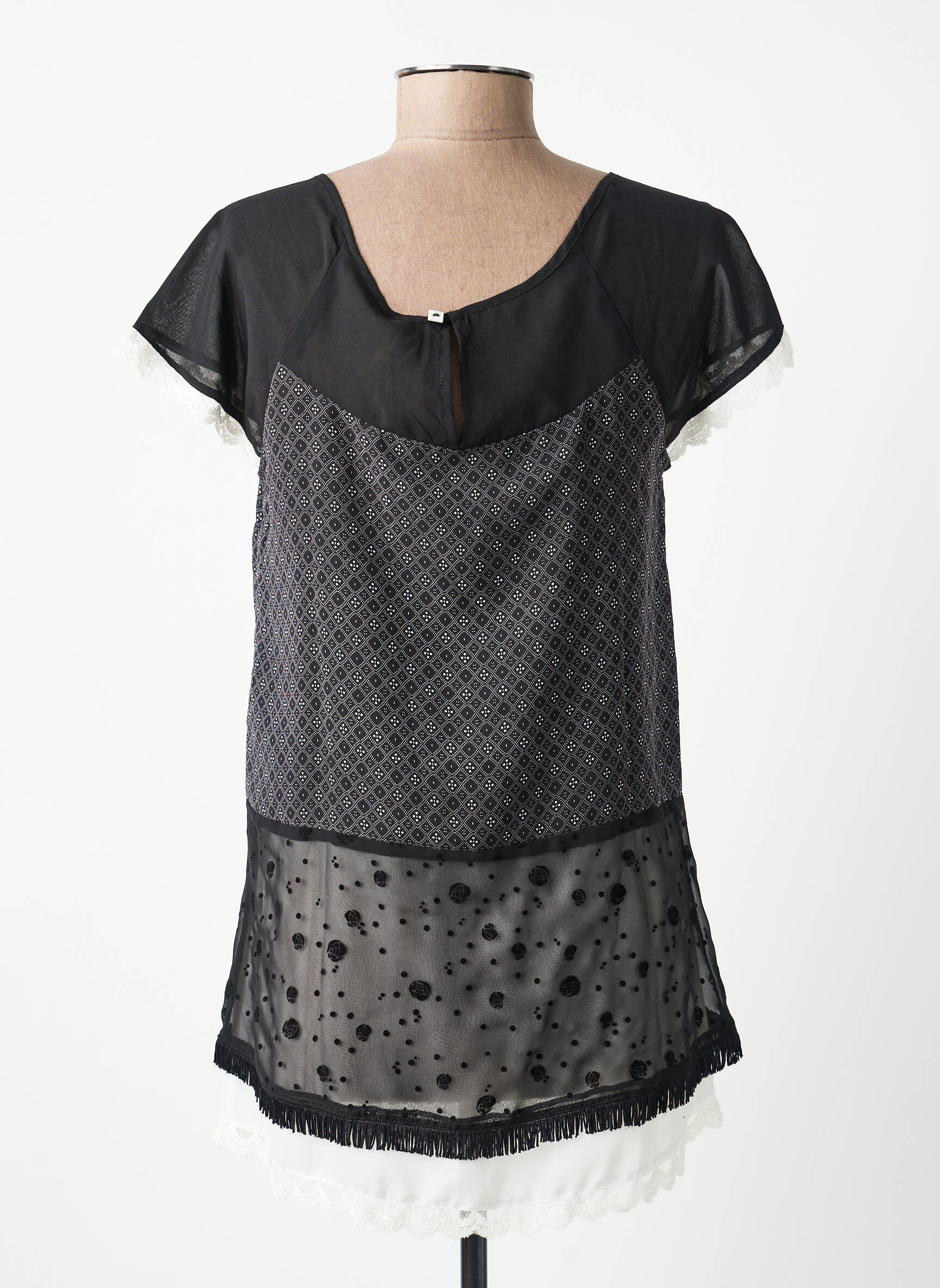 Top coupe fluide manches courtes noir ALICE ET BARNABE femme