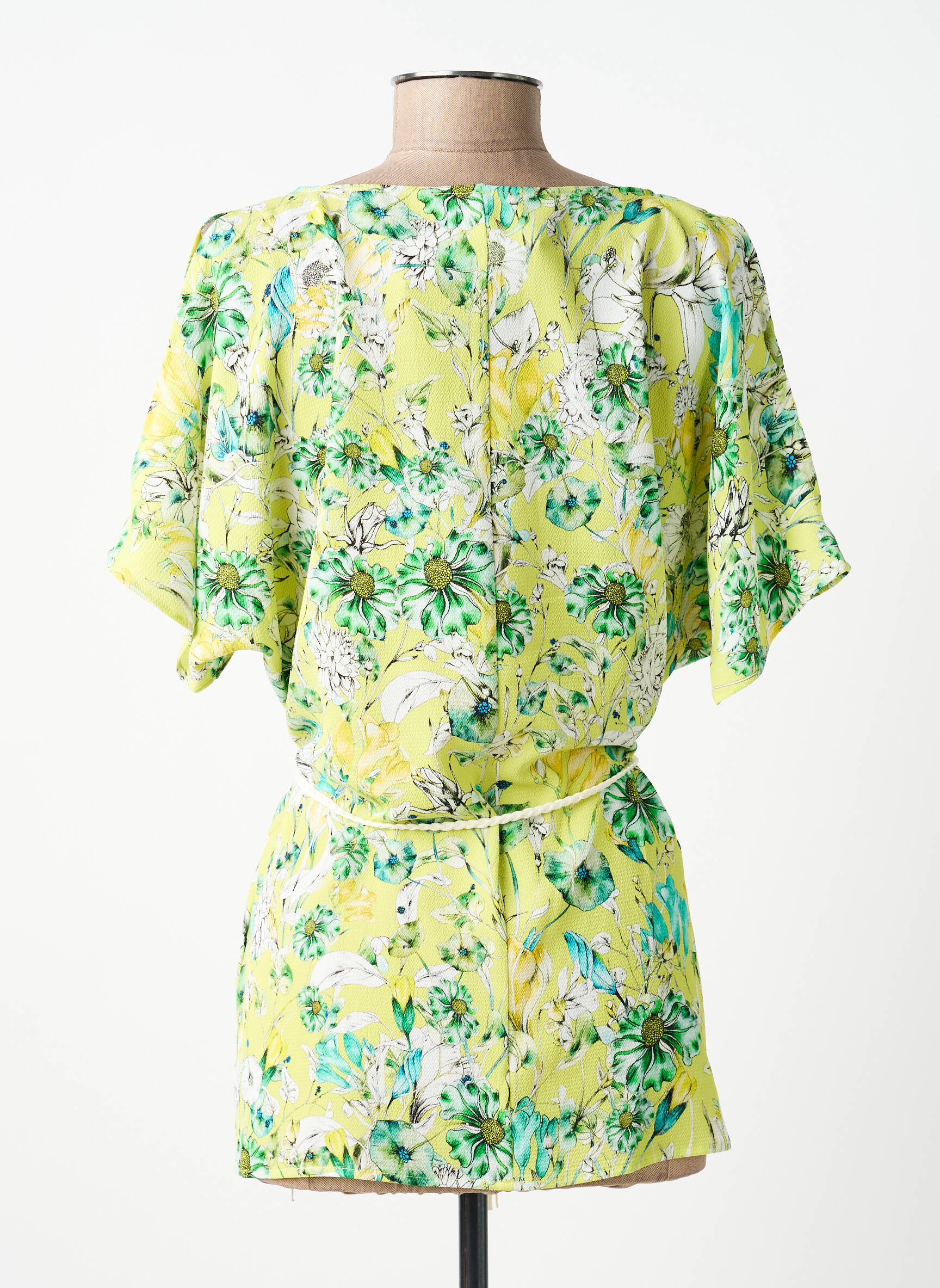 Tunique manches courtes tissage crêpe vert ANDAMIO femme