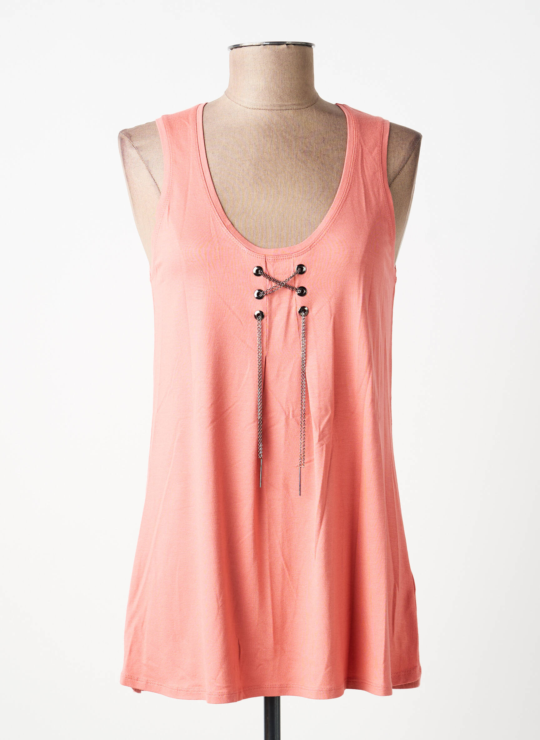 Débardeur stretch sans manche rose LAUREN VIDAL femme