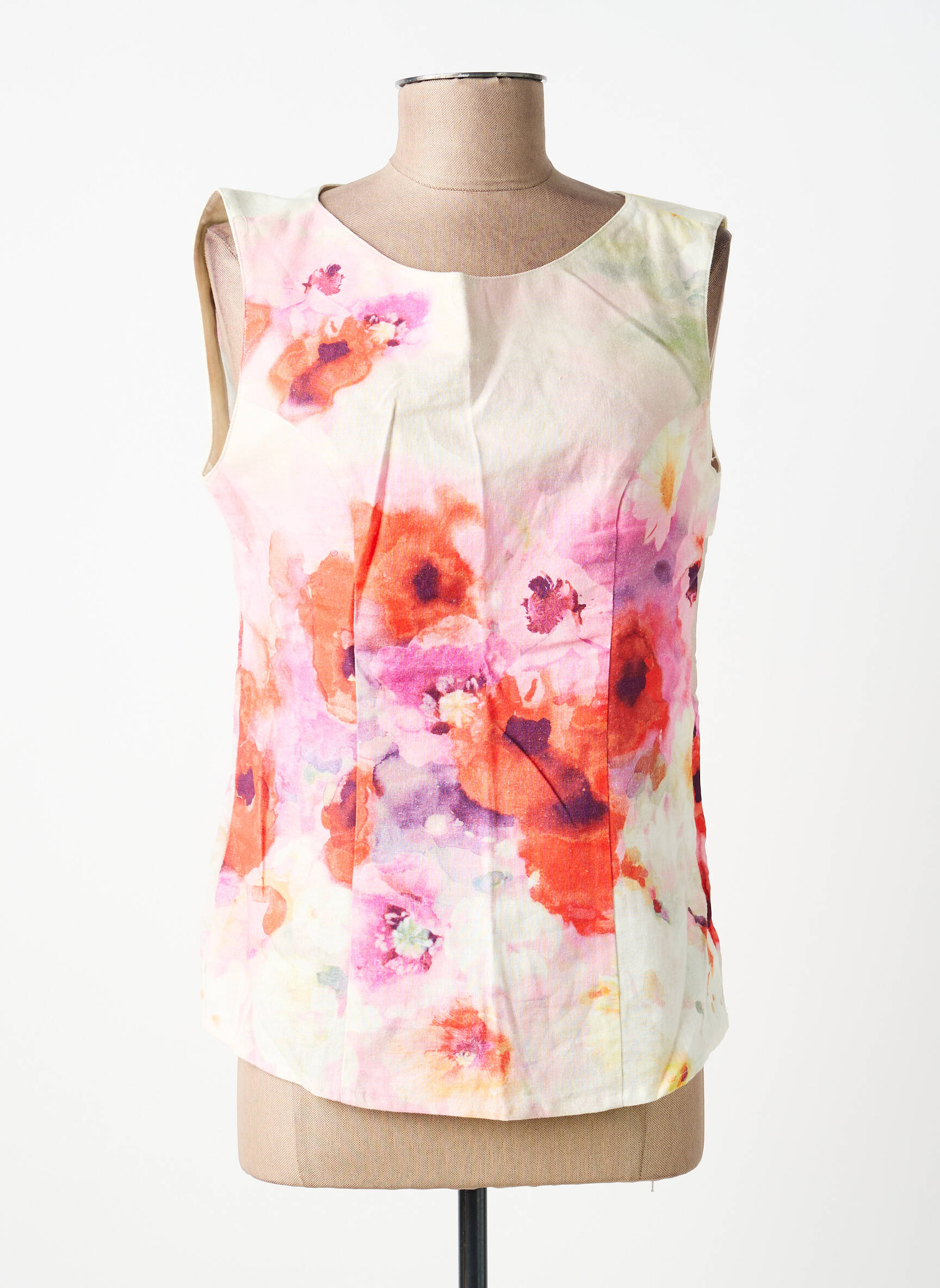 Top imprimé fantaisie sans manche rose PAUL BRIAL femme