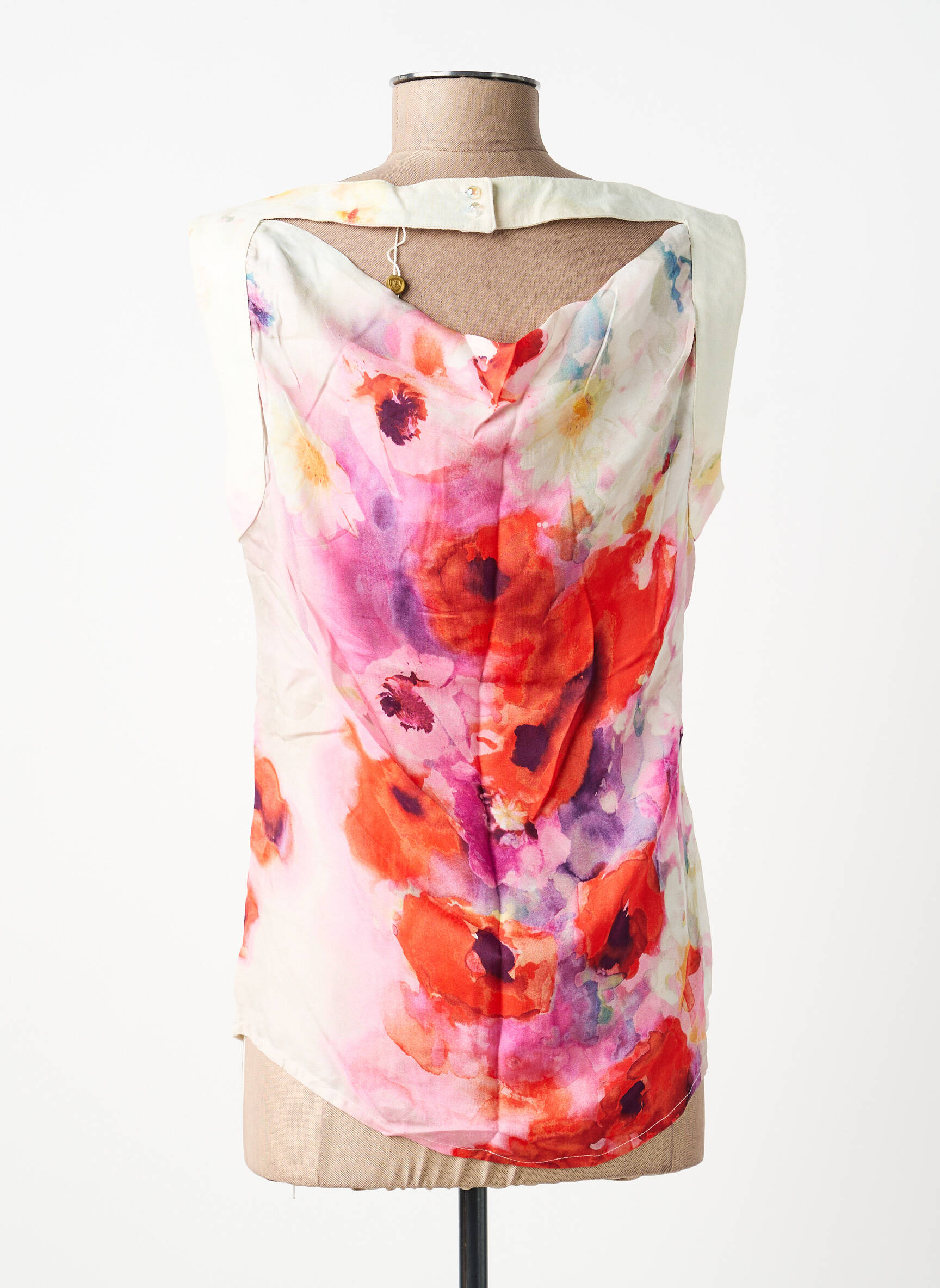 Top imprimé fantaisie sans manche rose PAUL BRIAL femme