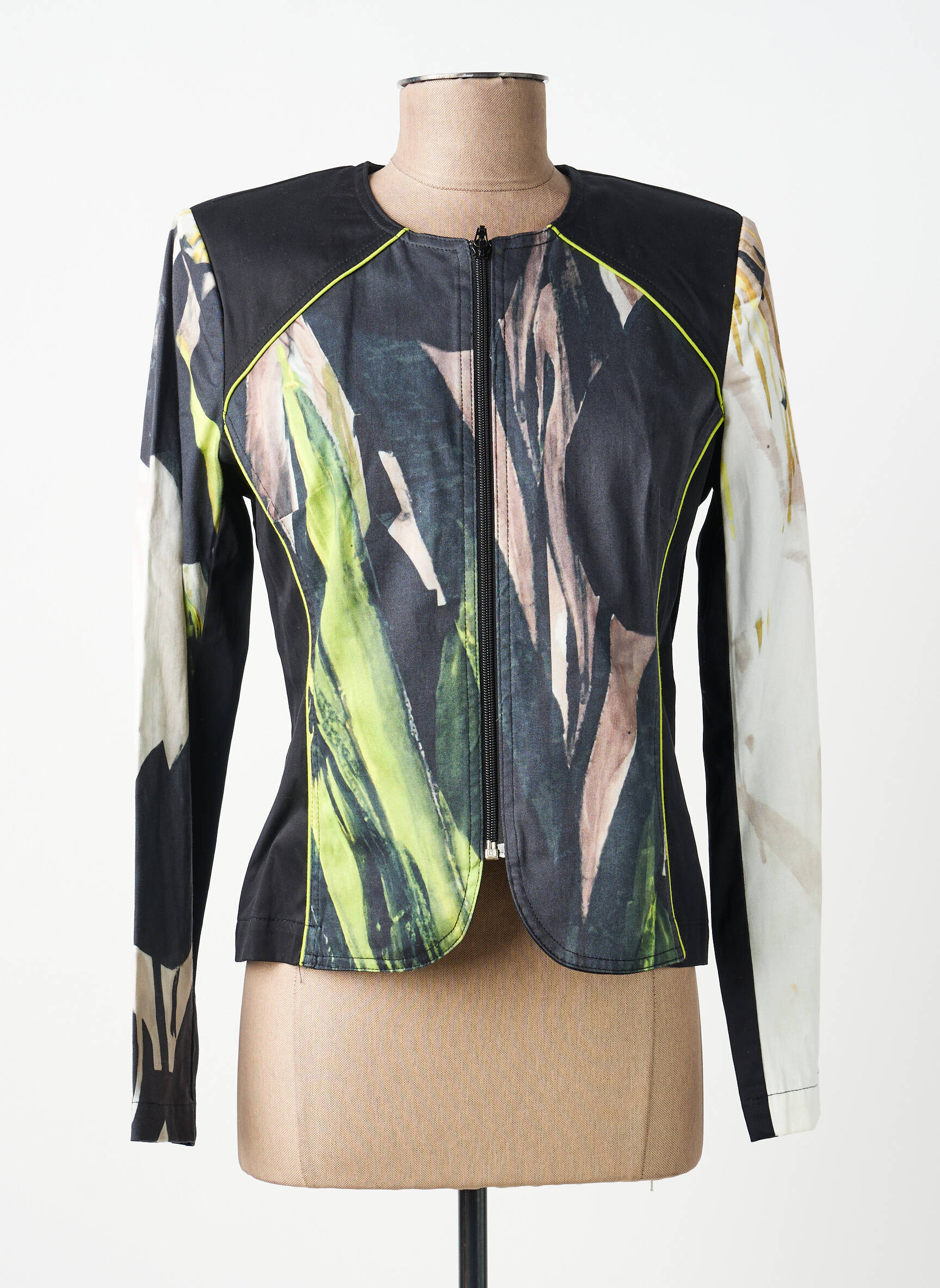 Veste casual col rond noir PAUL BRIAL femme
