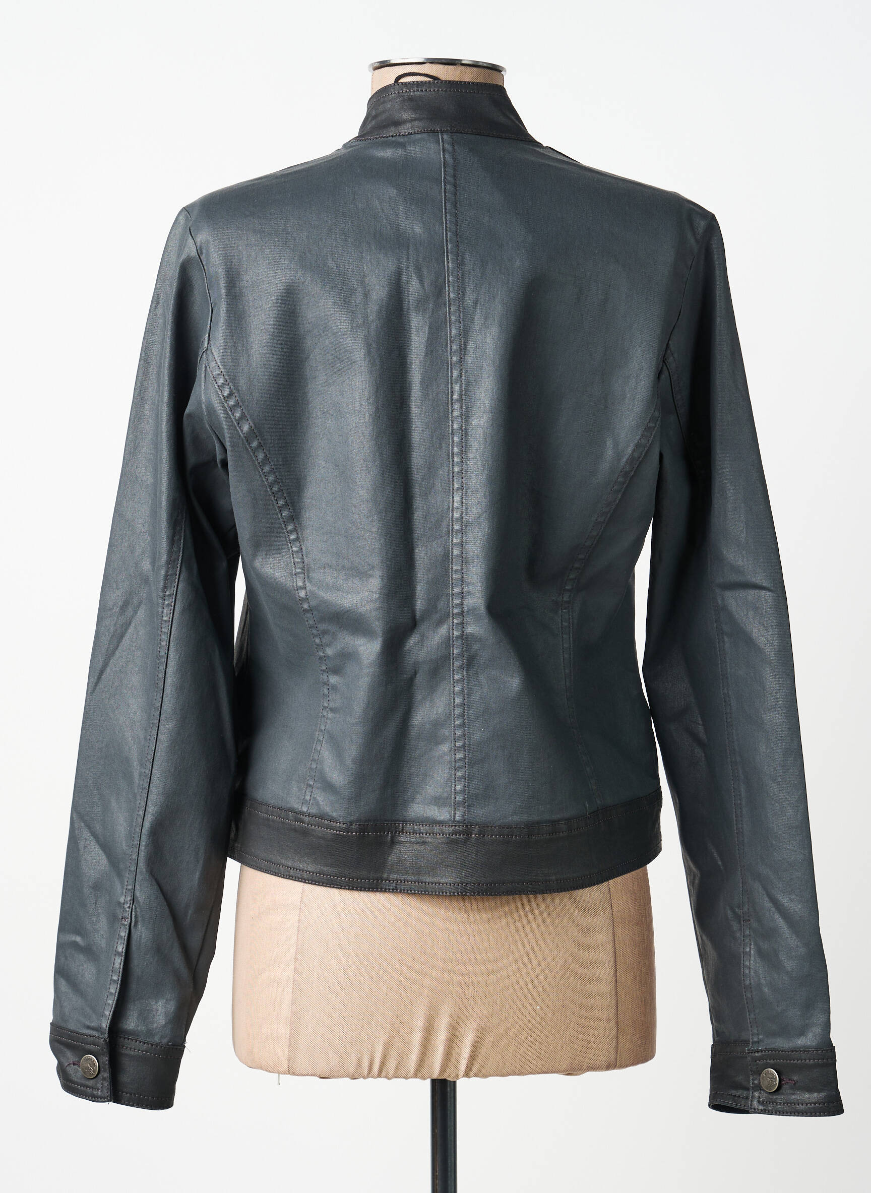 Veste simili cuir poches gris PAUL BRIAL femme