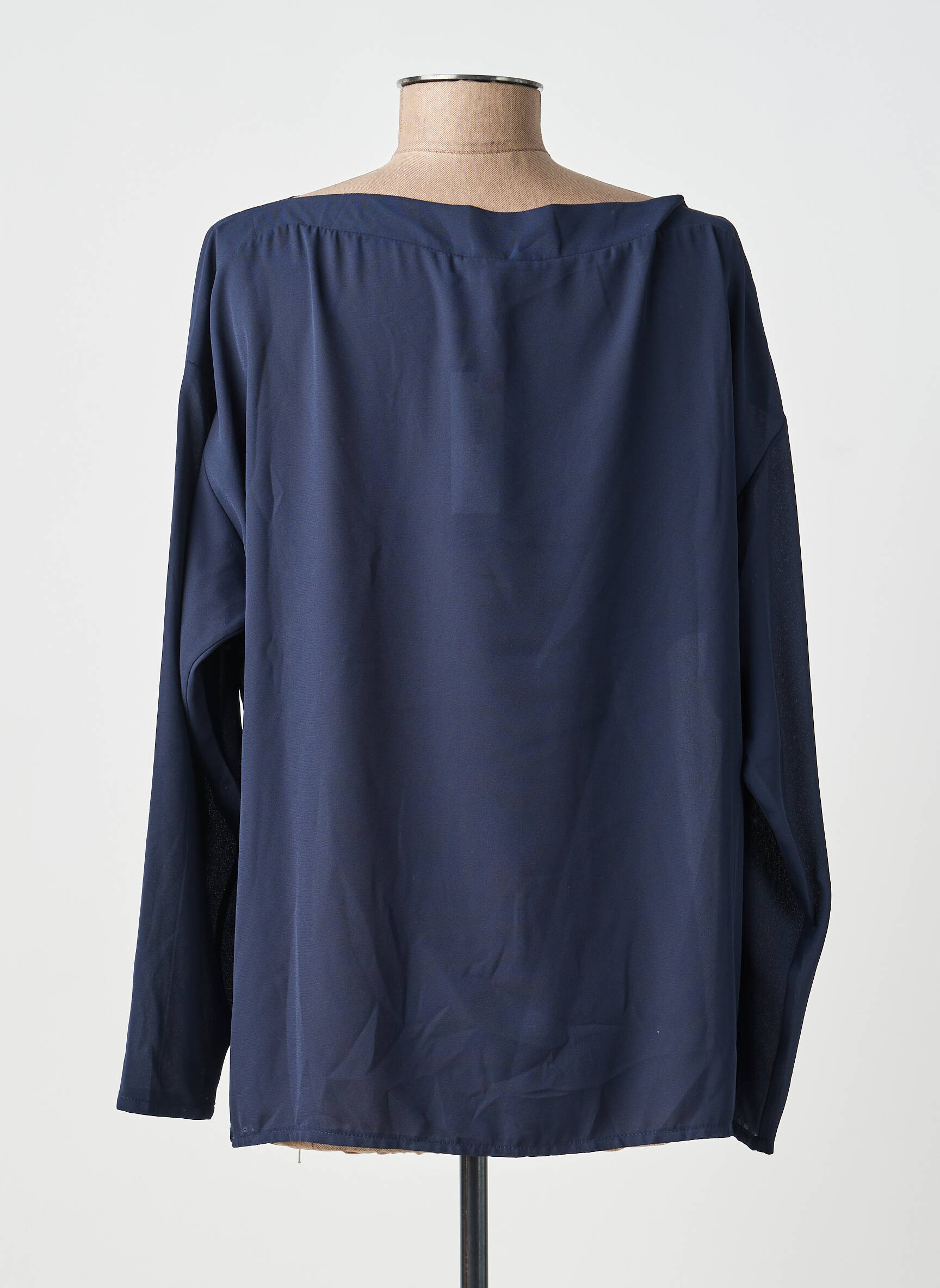 Blouse imprimé fantaisie manches longues bleu ANDAMIO femme