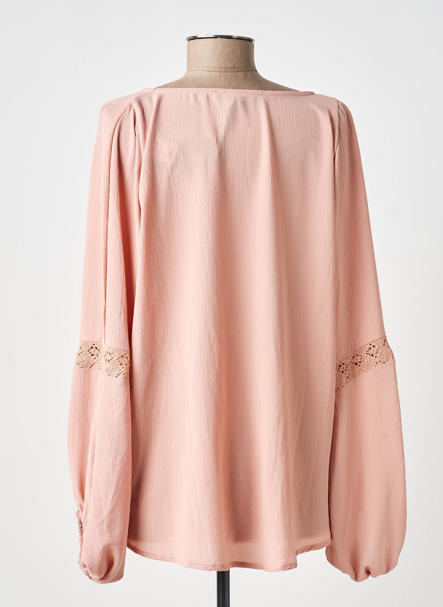 Blouse col rond manches longues rose DOUBLE JEU femme