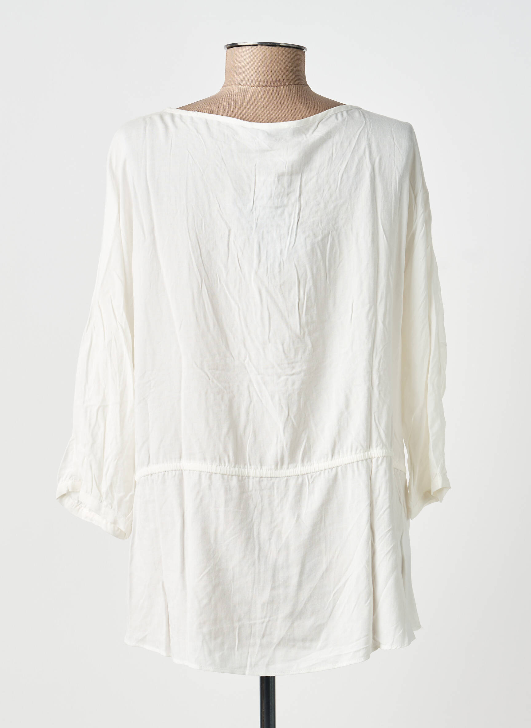 Blouse tissage popeline manches longues blanc FLEUR DE SEL femme