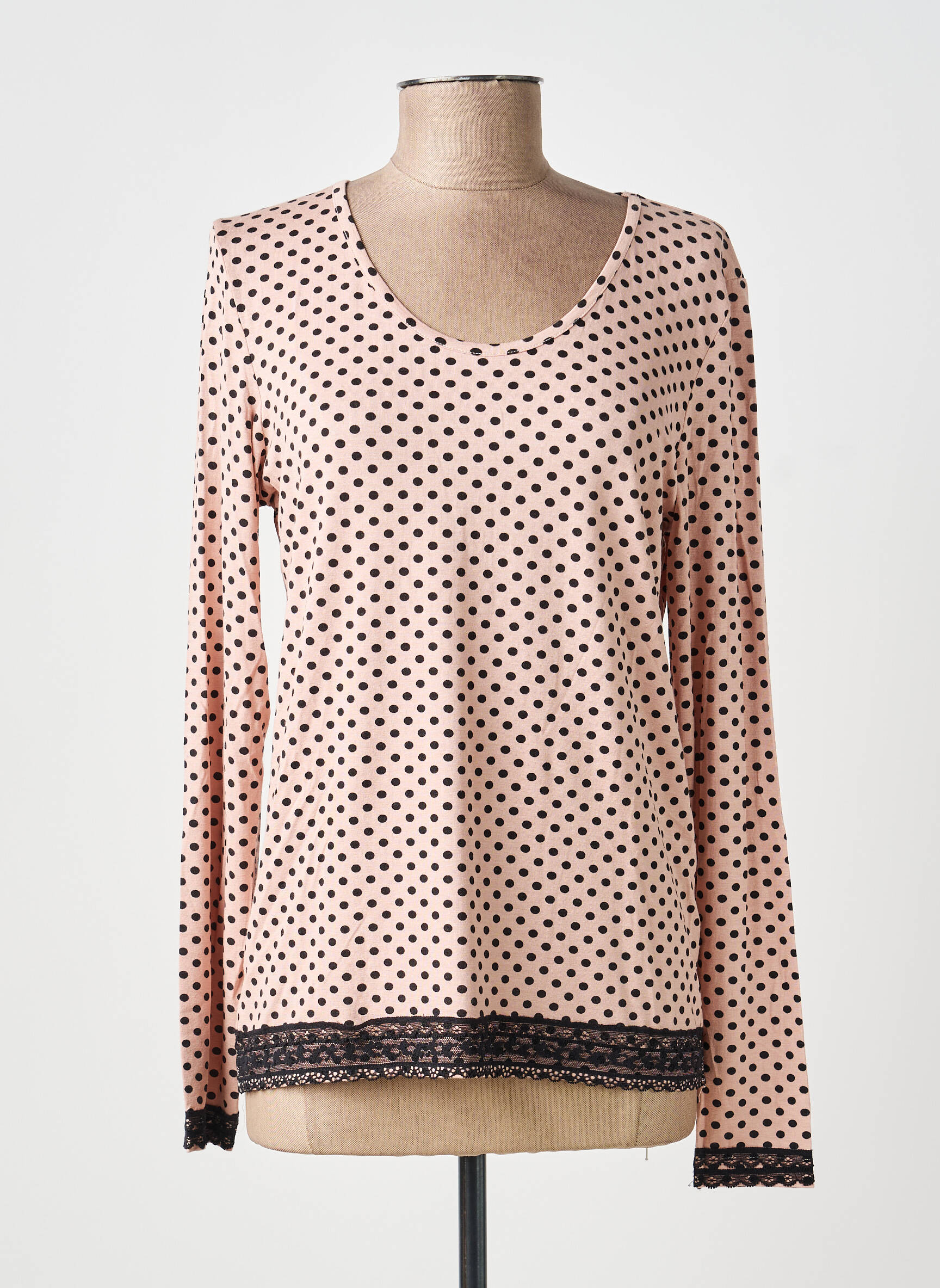 Top stretch manches longues rose PAUL BRIAL femme
