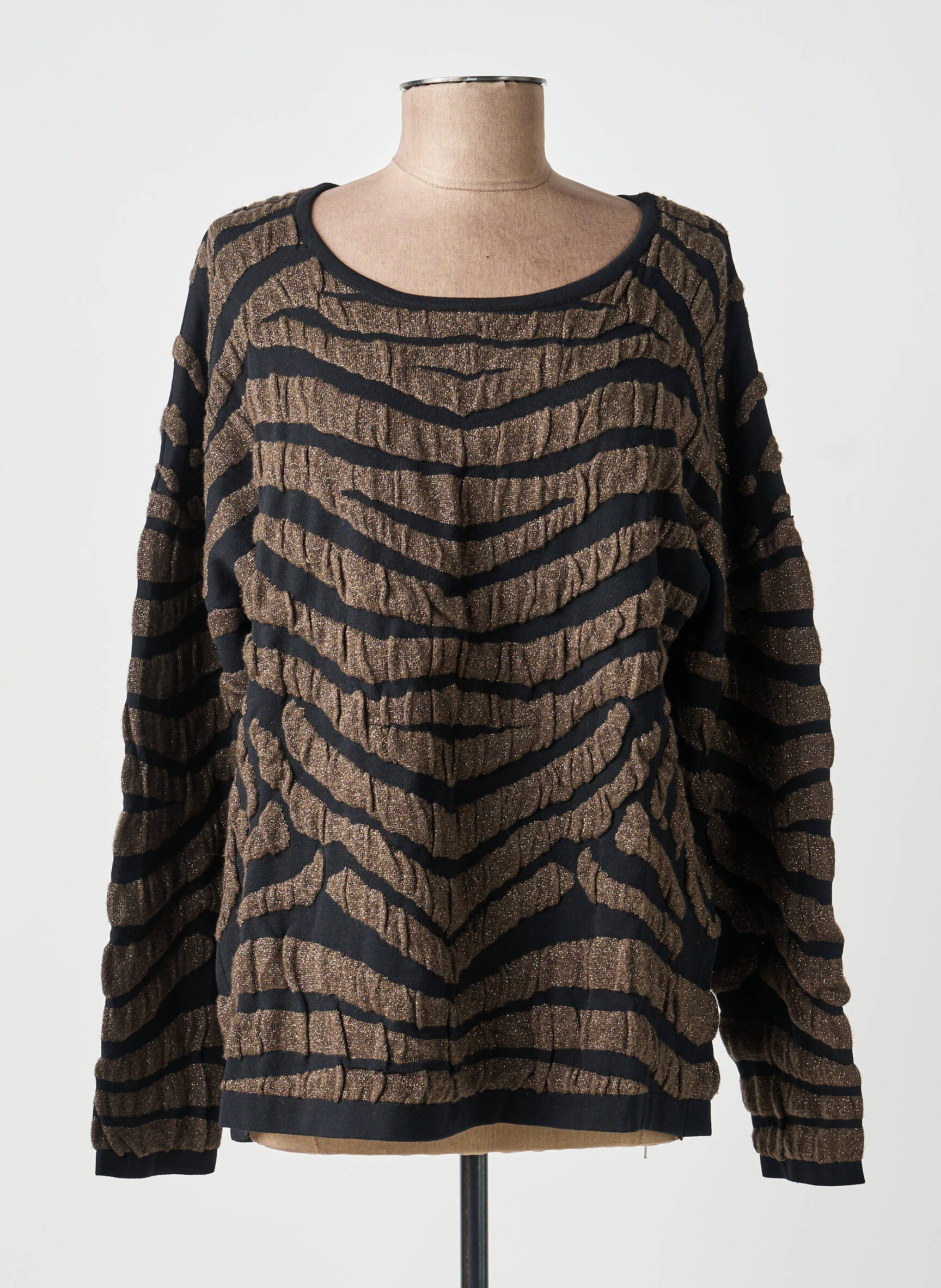 Pull coupe cintrée manches longues marron PAUL BRIAL femme