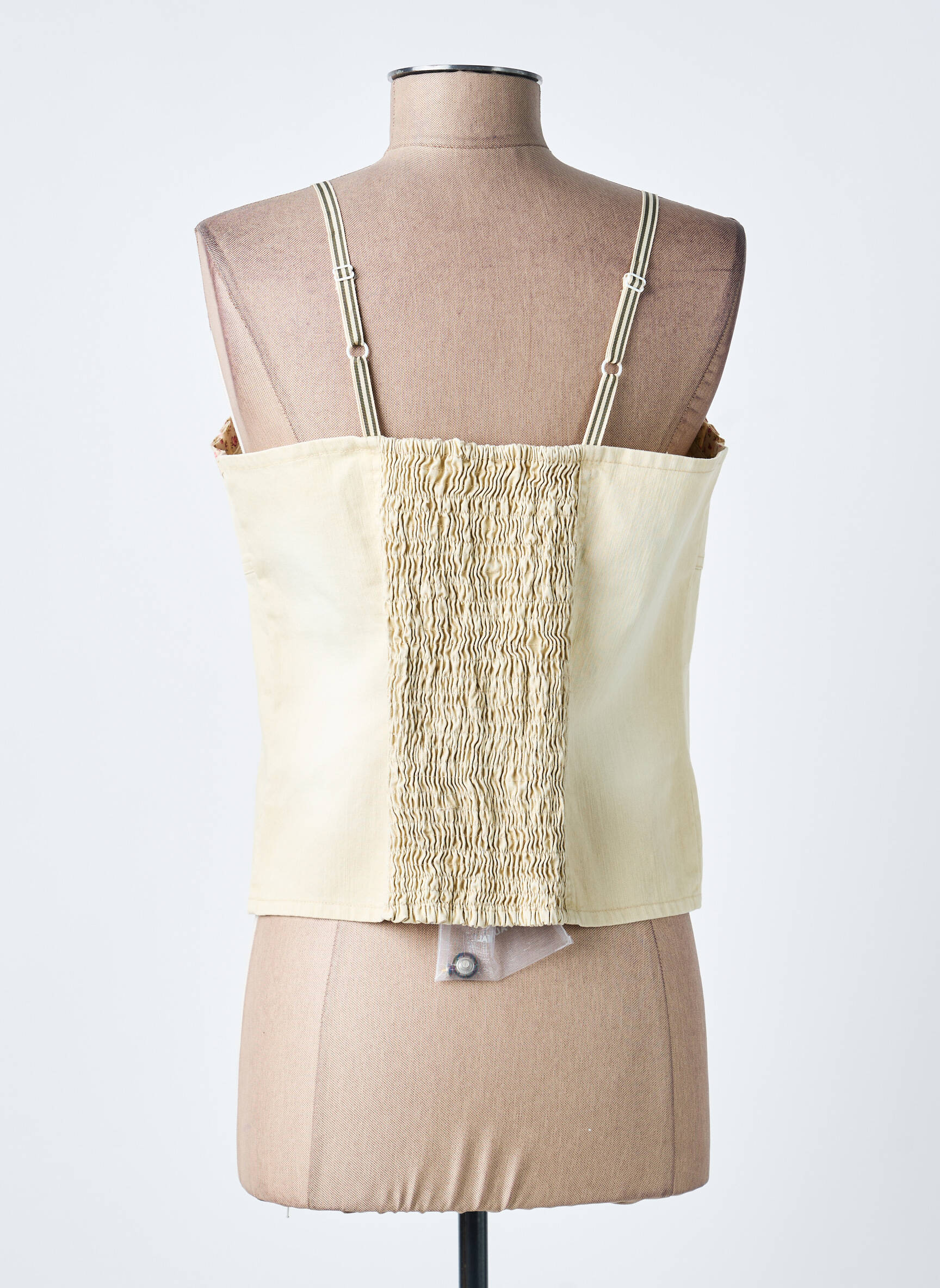 Top col carré fines bretelles beige PAUL BRIAL femme