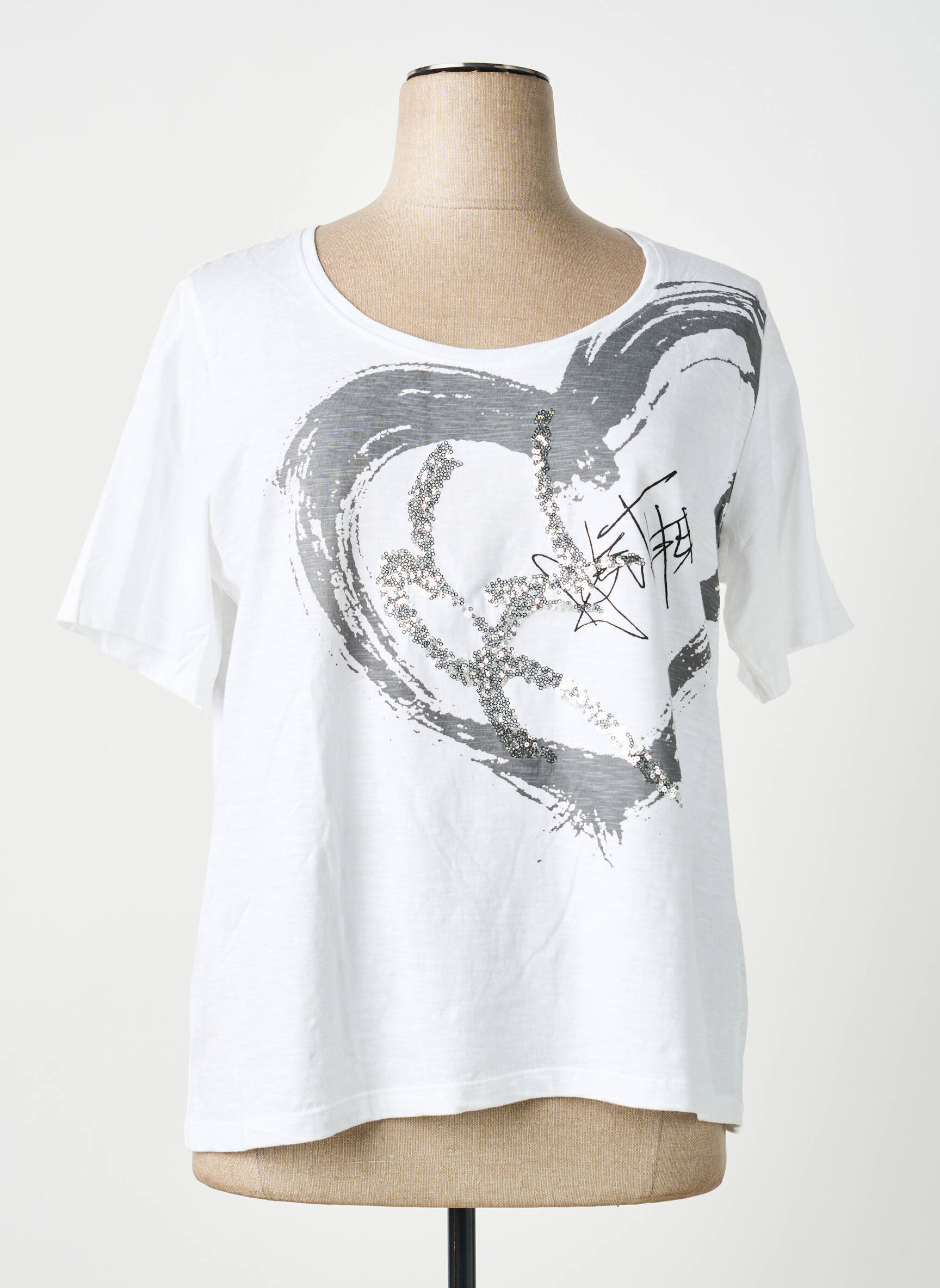 T-shirt stretch manches courtes blanc TELMAIL femme